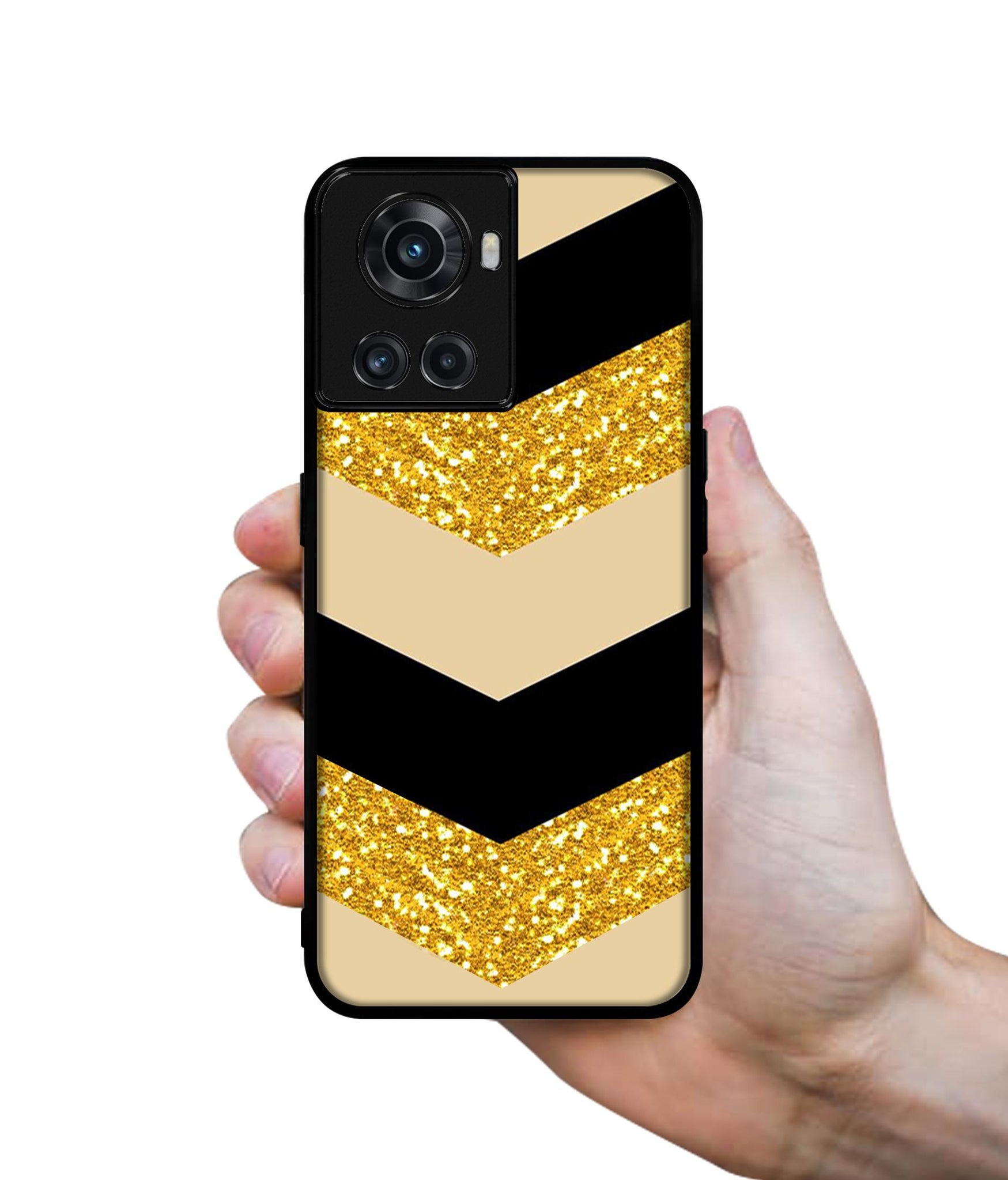 Black & Gold Designer 2D Printed Back Case Cover for OnePlus 10R 5G