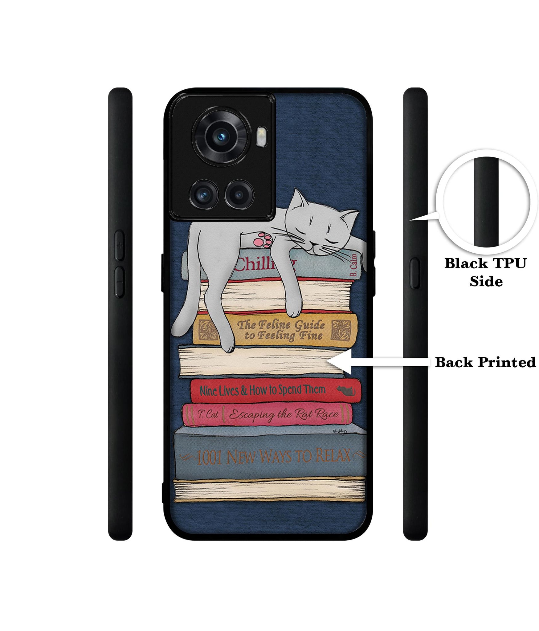 Cat Sleeping On The Books Designer 2D Printed Back Case Cover for OnePlus 10R 5G