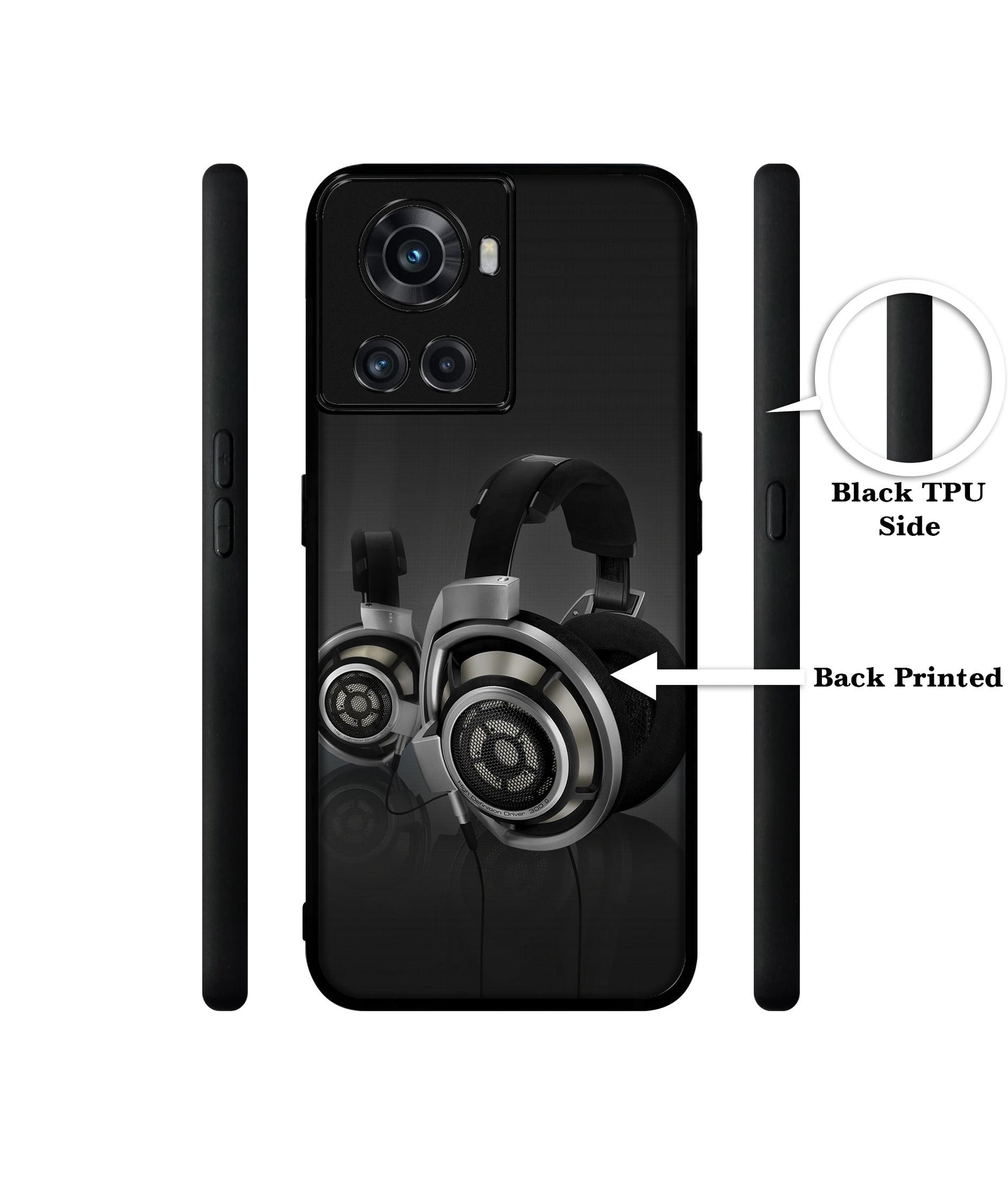 Head Phone Designer 2D Printed Back Case Cover for OnePlus 10R 5G