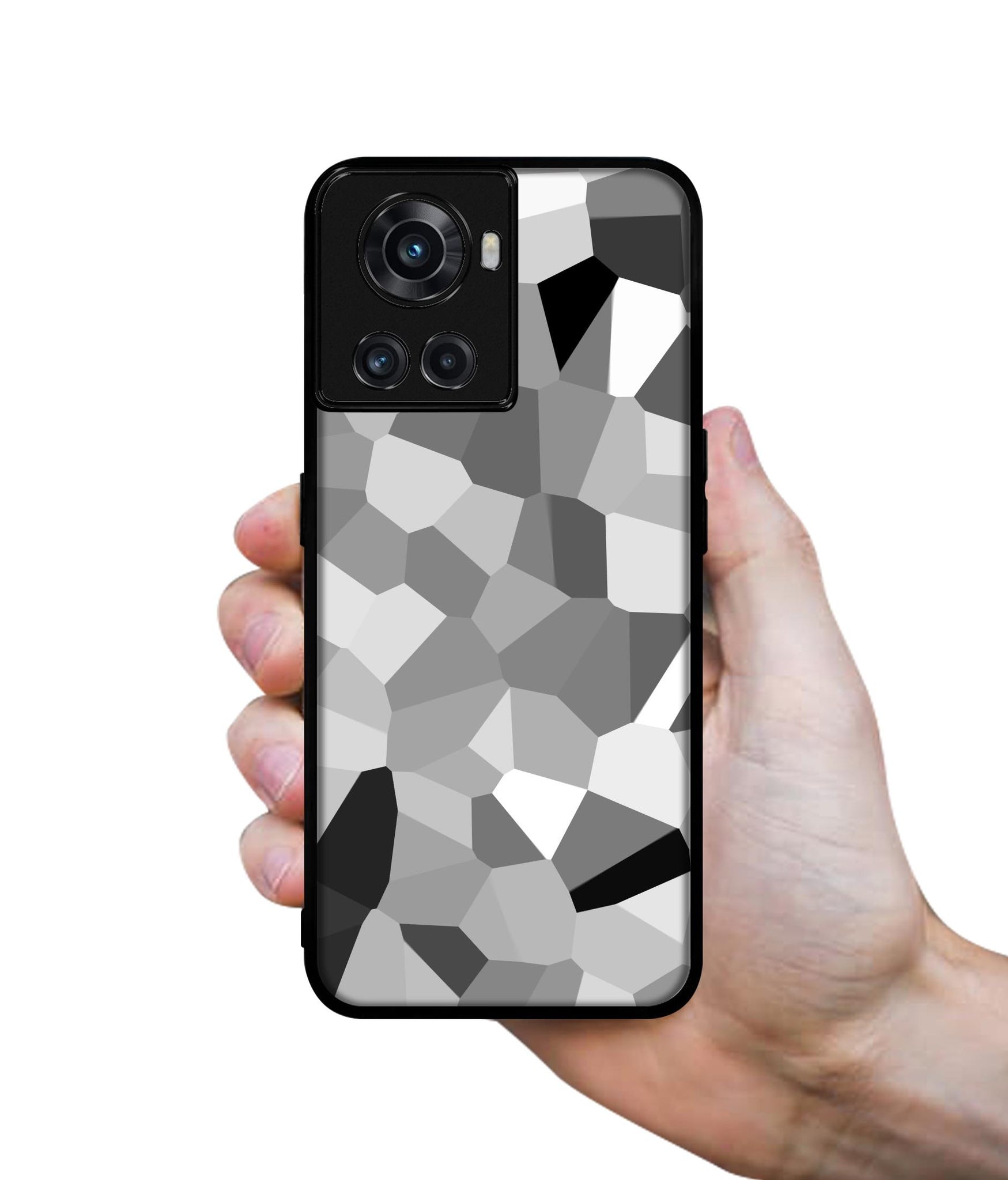 Black & White Mathematical Shape Designer 2D Printed Back Case Cover for OnePlus 10R 5G