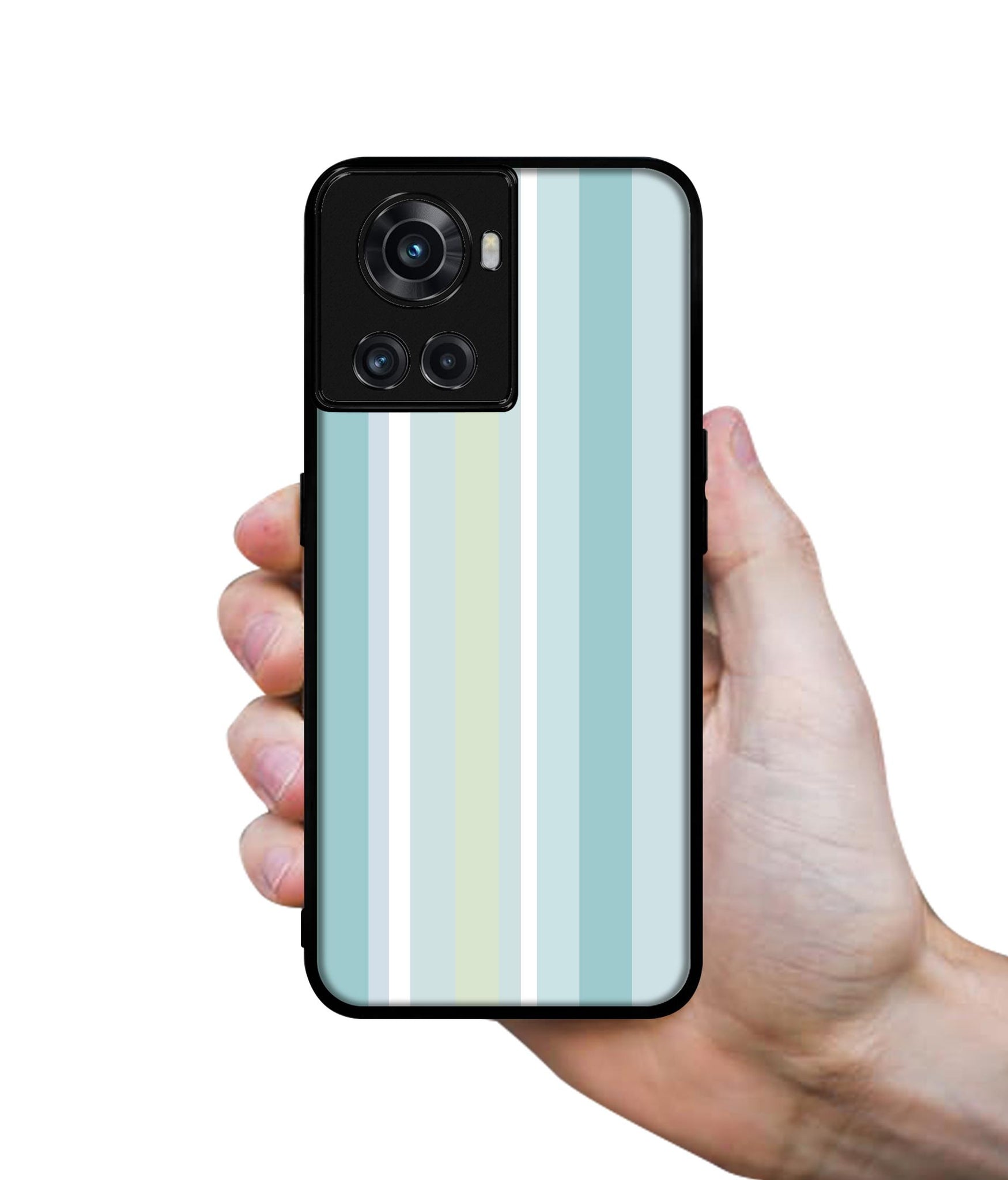 Light Green Stripes Designer 2D Printed Back Case Cover for OnePlus 10R 5G