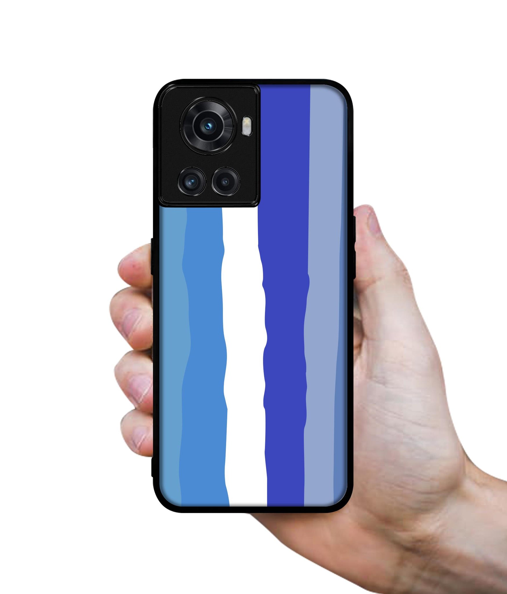 Blue Stripes Rainbow Designer 2D Printed Back Case Cover for OnePlus 10R 5G