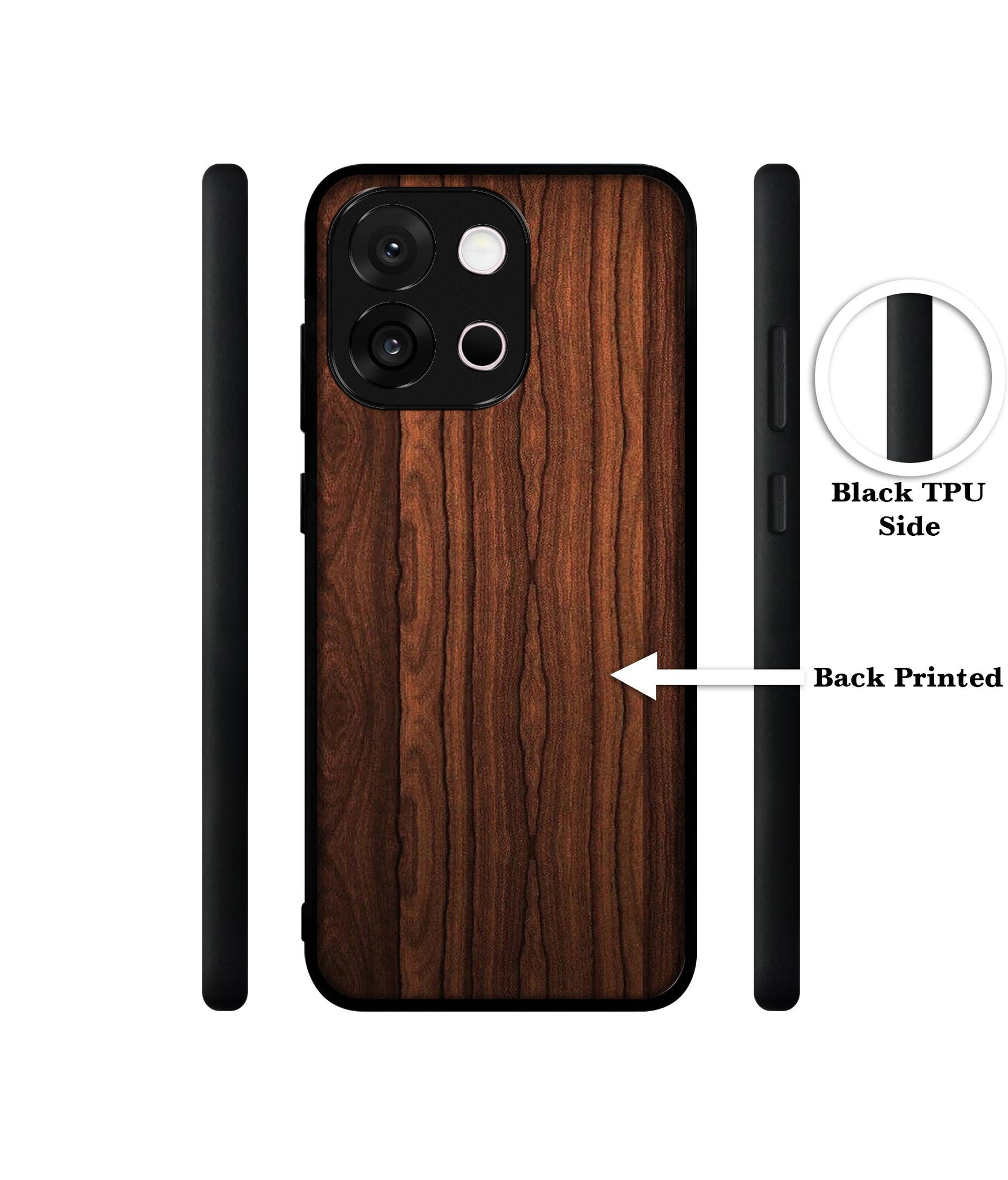 Brown Wooden Texture Designer 2D Printed Back Case Cover for OnePlus 13s 5G / 13T 5G