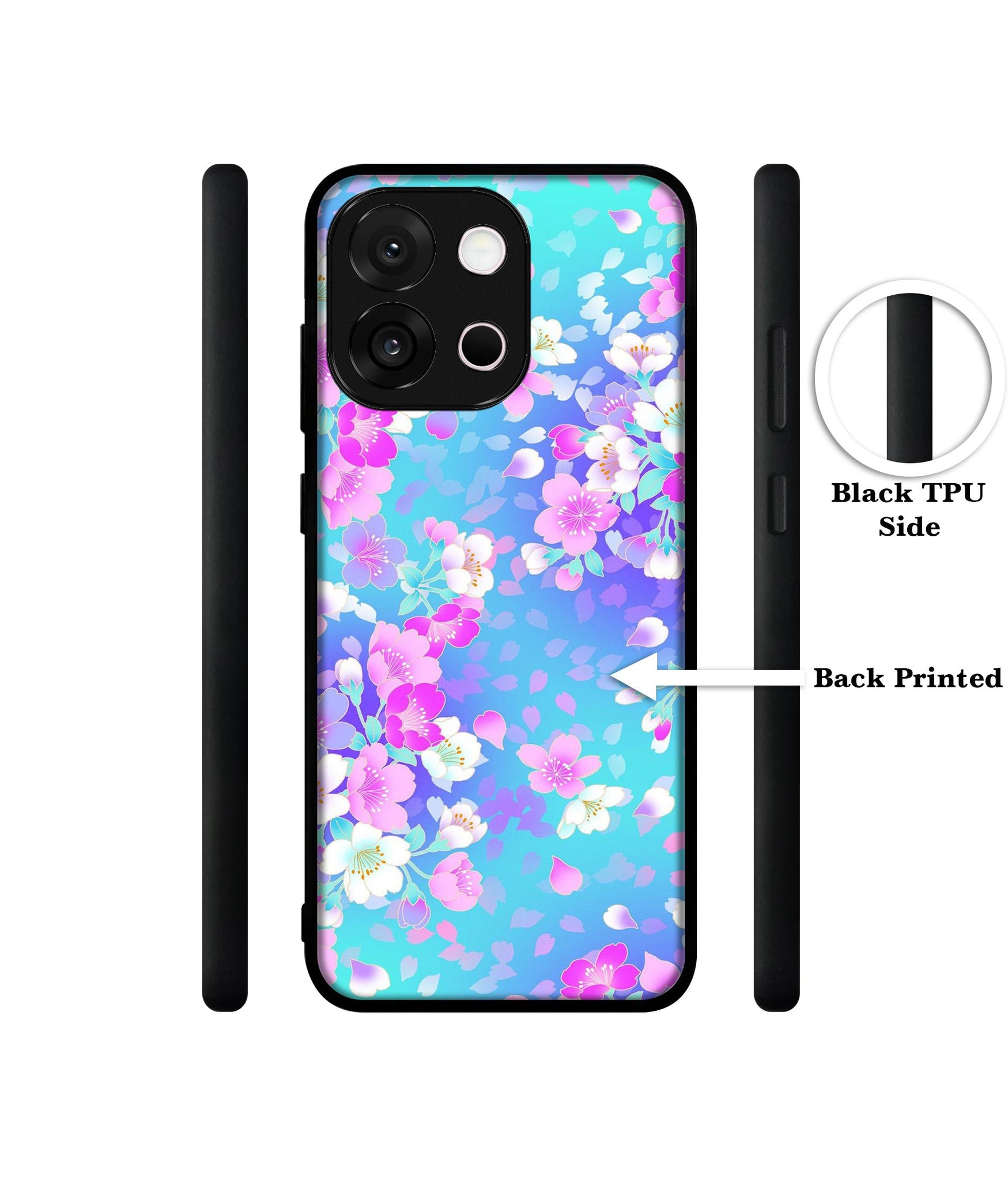 Floral Blue Pattern Designer 2D Printed Back Case Cover for OnePlus 13s 5G / 13T 5G