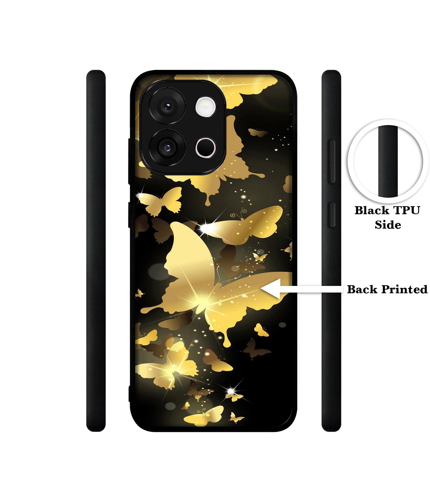 Golden Butterfly Pattern Designer 2D Printed Back Case Cover for OnePlus 13s 5G / 13T 5G
