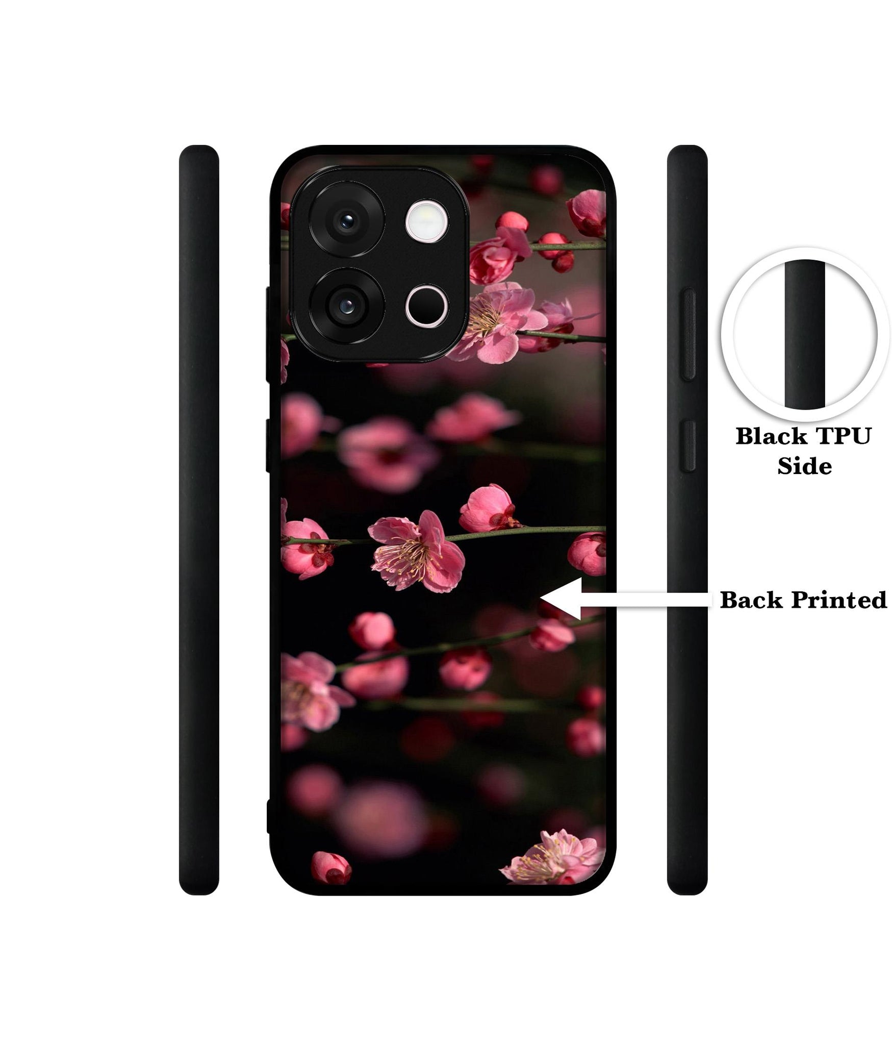 Pink Flowers Designer 2D Printed Back Case Cover for OnePlus 13s 5G / 13T 5G