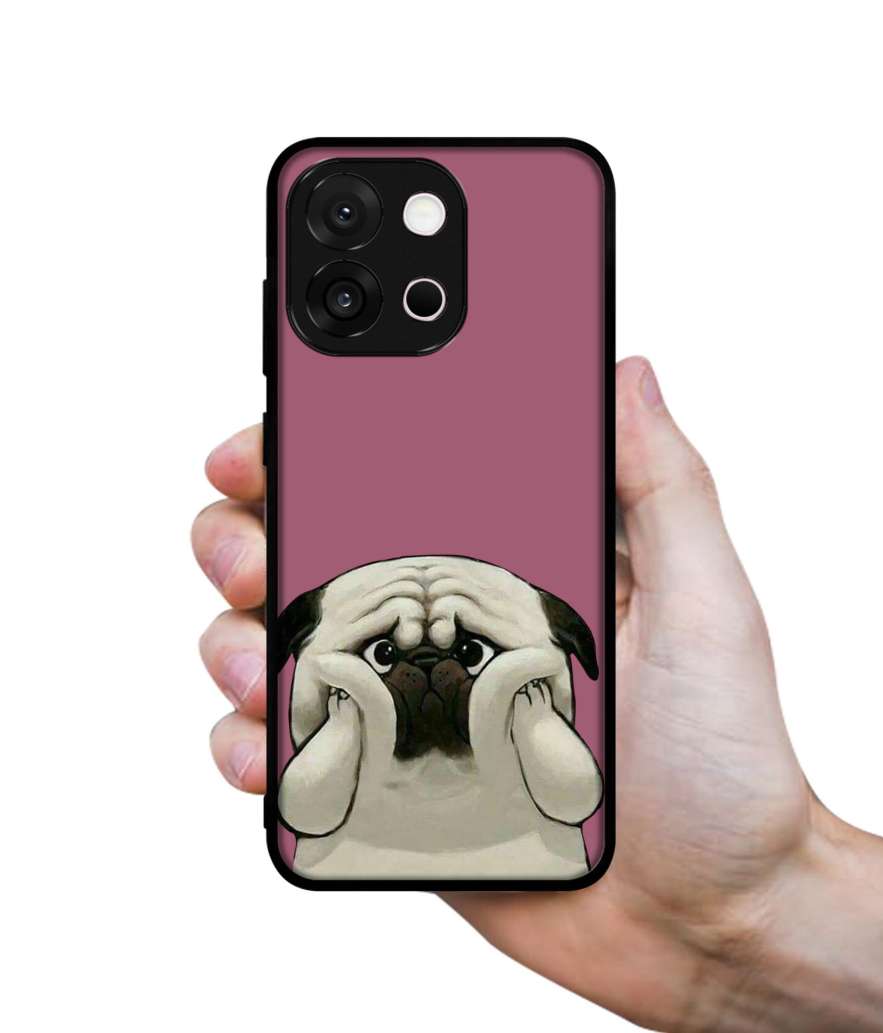Cute Pug Holding Big Cheeks Designer 2D Printed Back Case Cover for OnePlus 13s 5G / 13T 5G