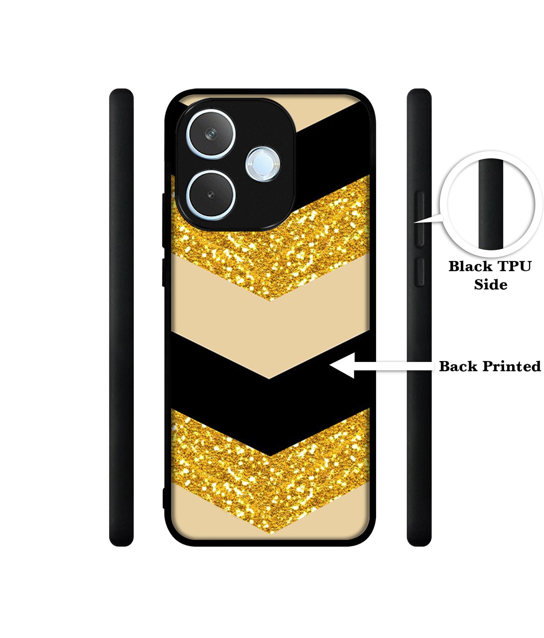 Black & Gold Designer 2D Printed Back Case Cover for Oppo A5 Pro 4G / A5 Pro 5G