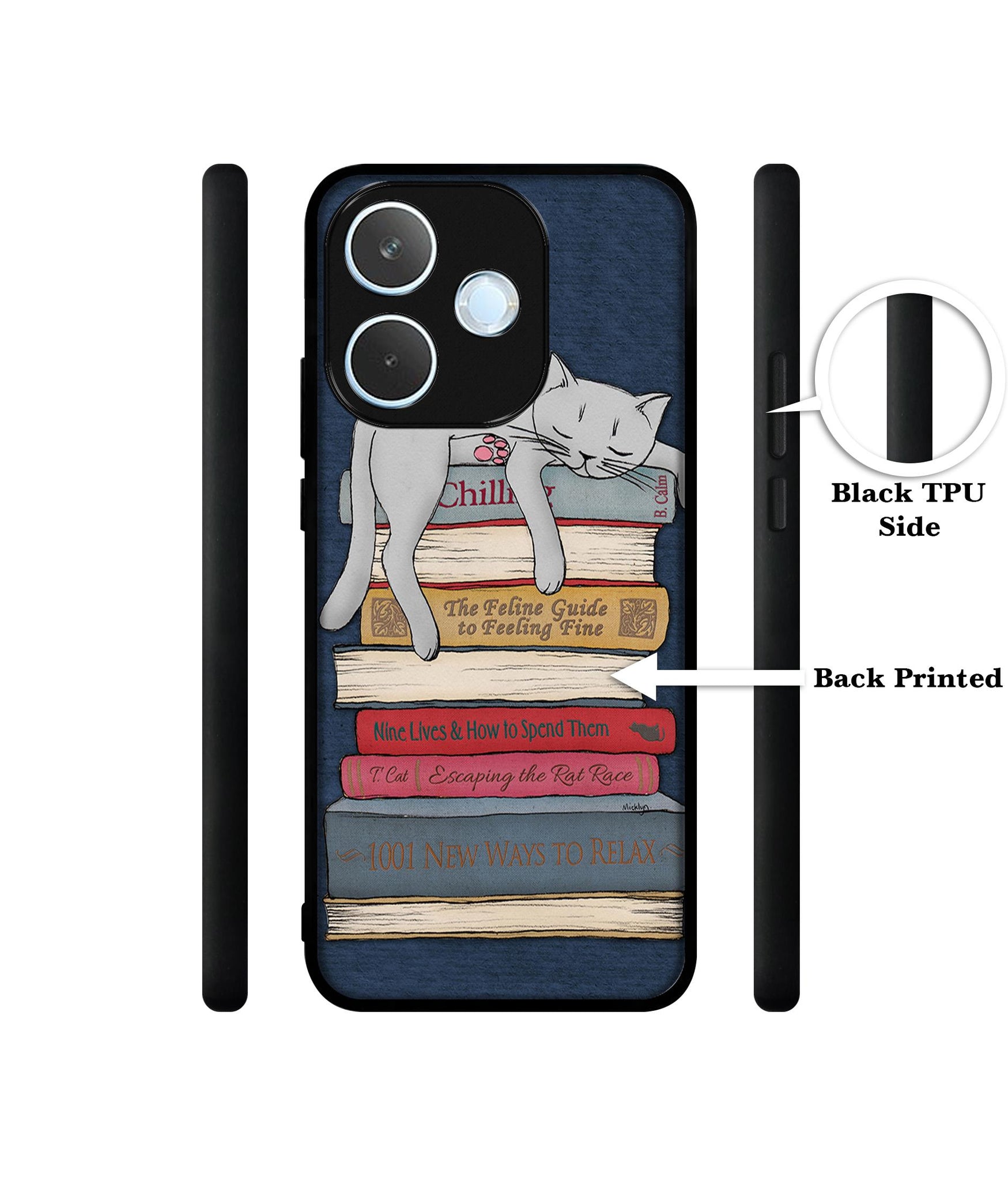 Cat Sleeping On The Books Designer 2D Printed Back Case Cover for Oppo A5 Pro 4G / A5 Pro 5G