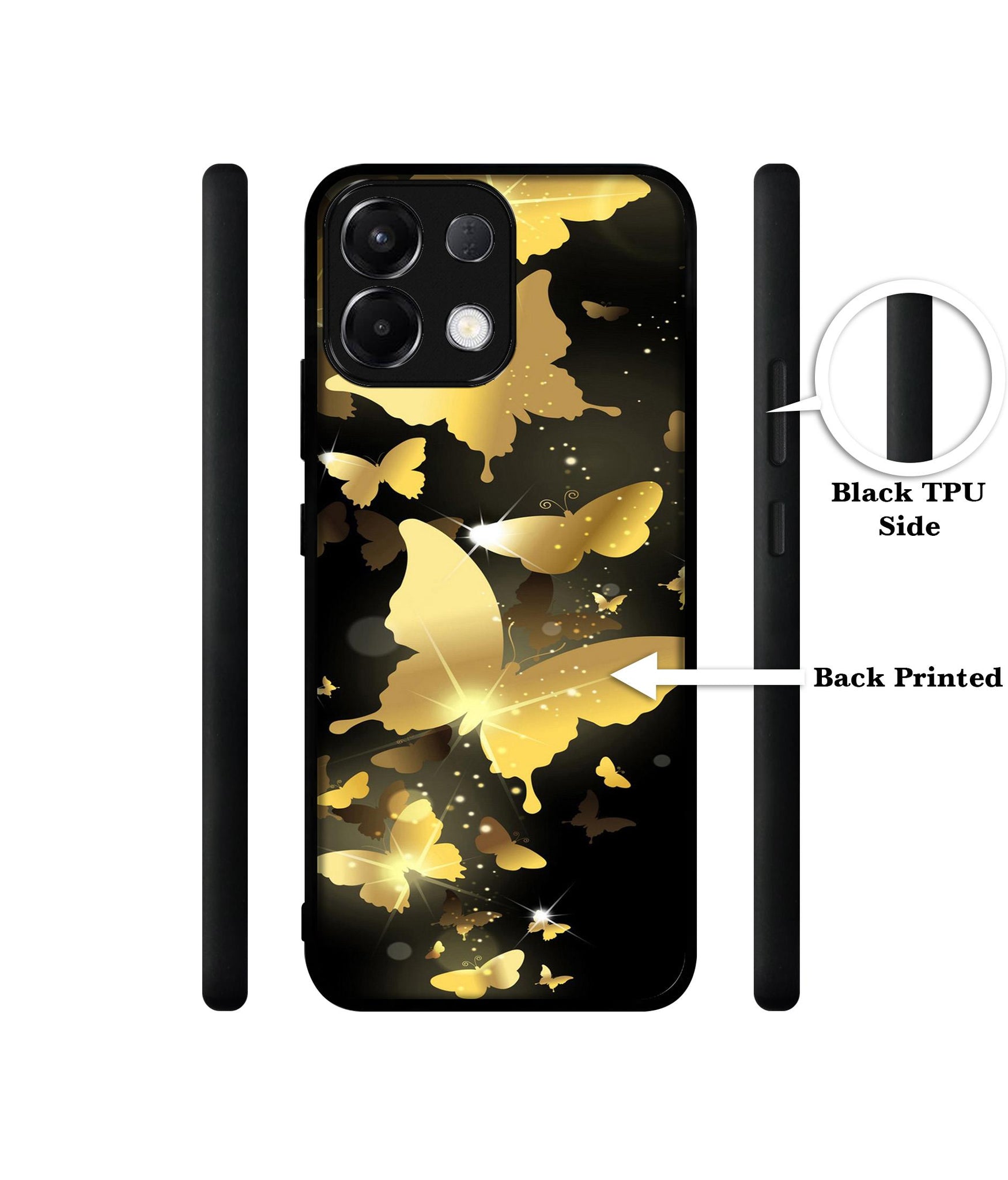 Golden Butterfly Pattern Designer 2D Printed Back Case Cover for Oppo K13 5G