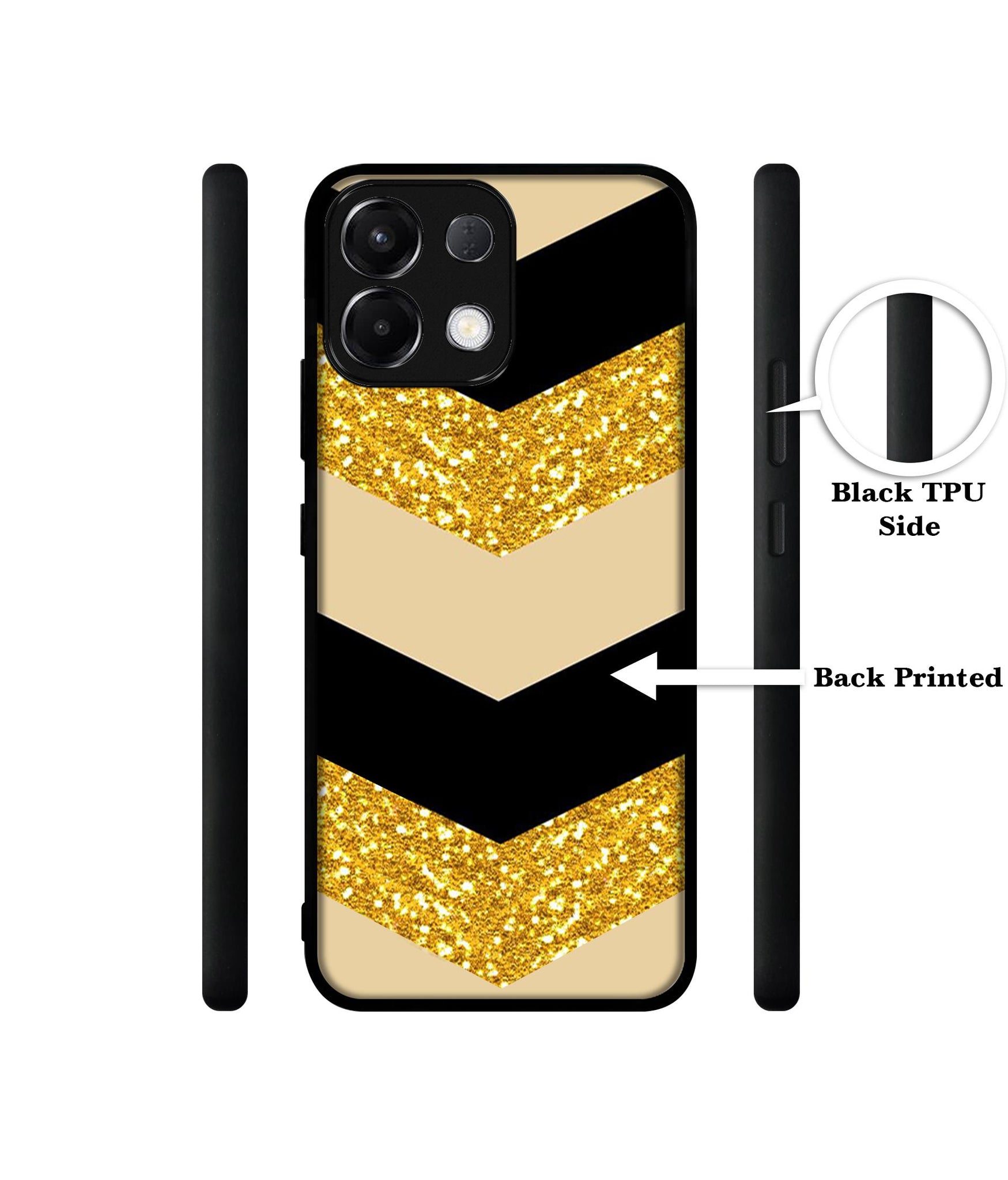 Black & Gold Designer 2D Printed Back Case Cover for Oppo K13 5G