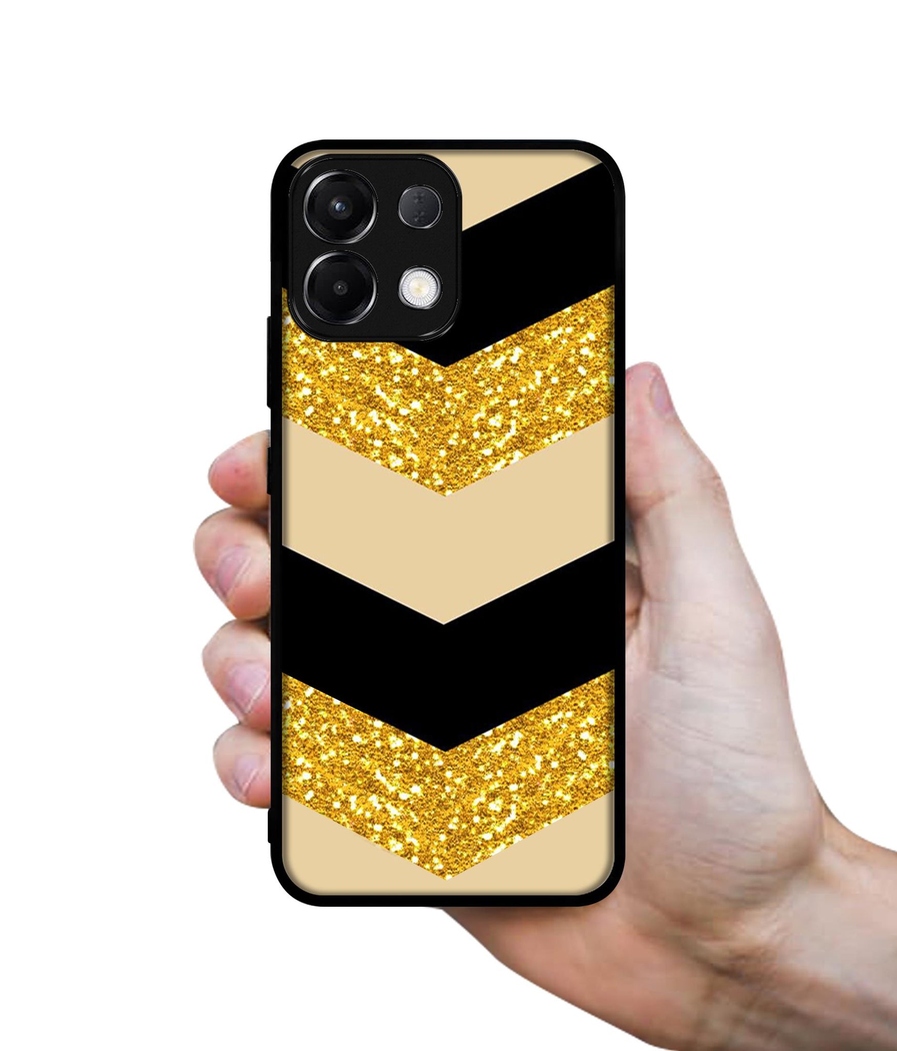 Black & Gold Designer 2D Printed Back Case Cover for Oppo K13 5G