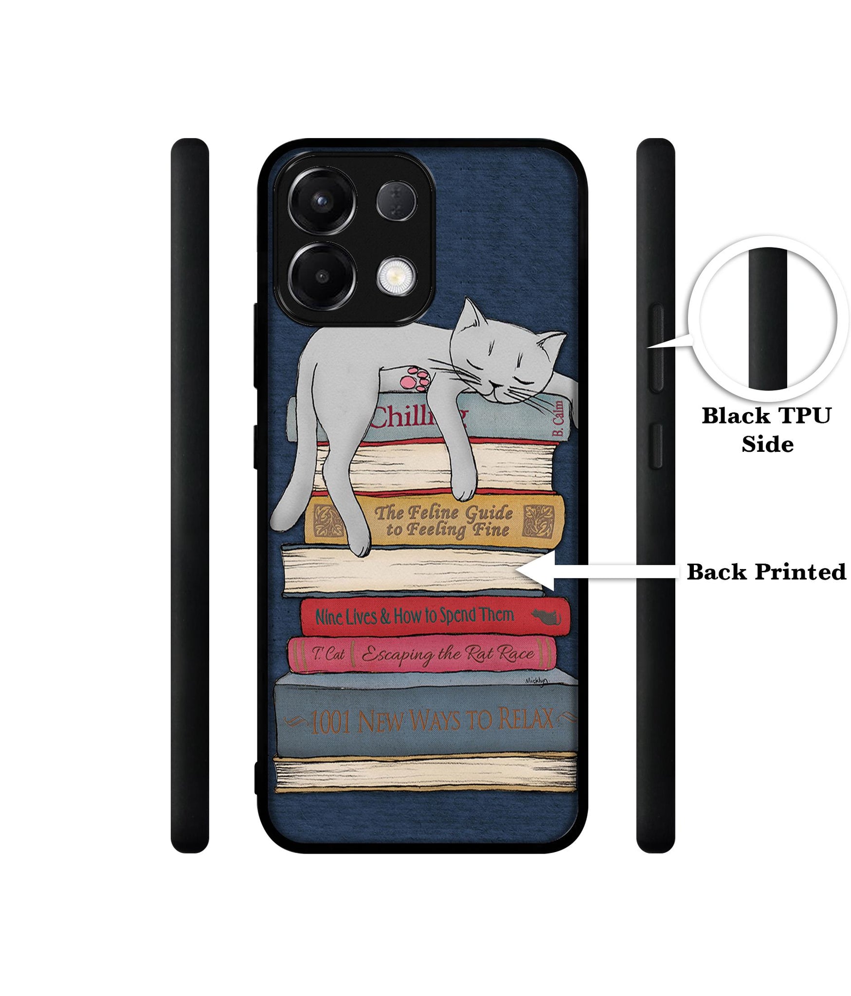 Cat Sleeping On The Books Designer 2D Printed Back Case Cover for Oppo K13 5G