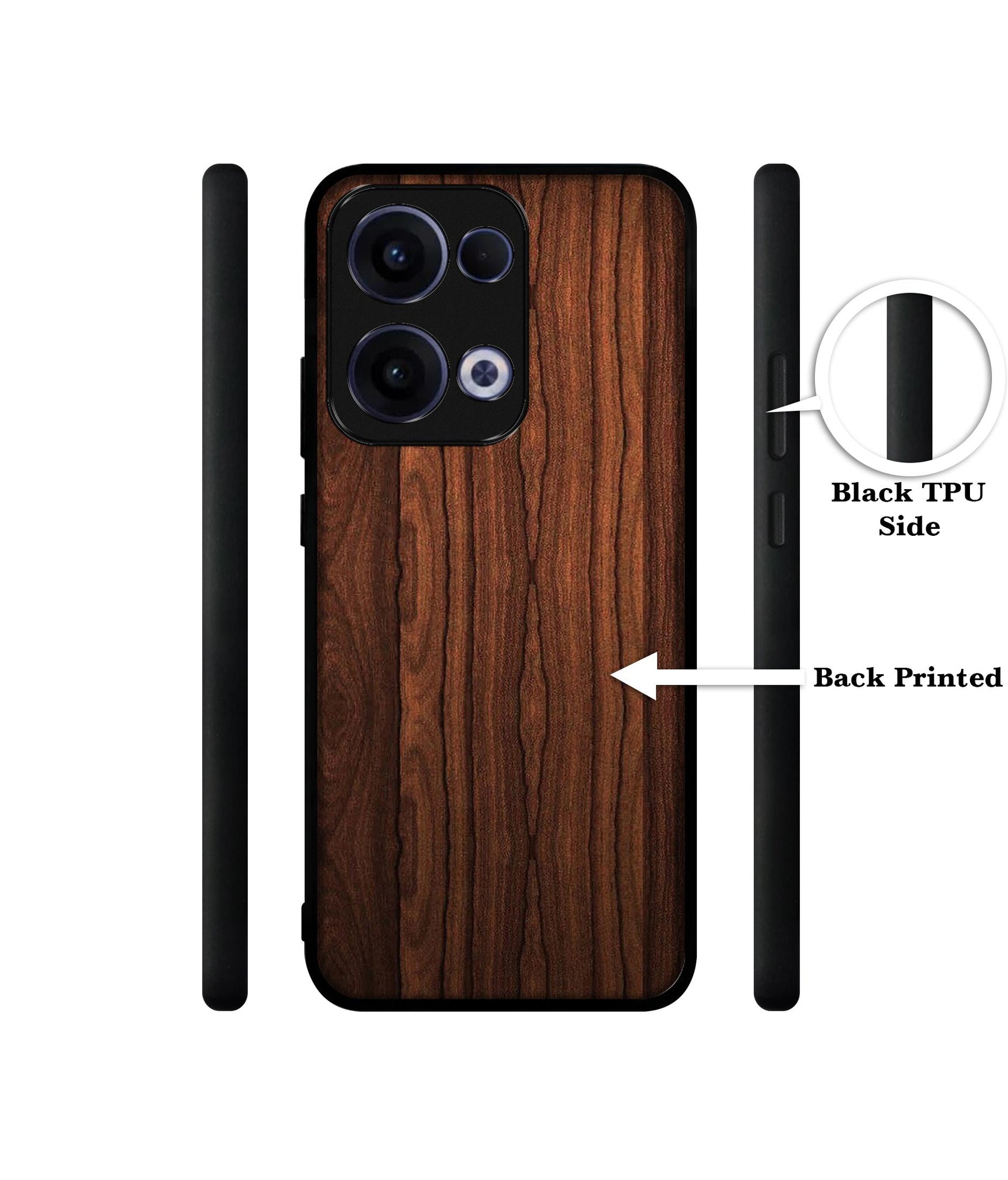 Brown Wooden Texture Designer 2D Printed Back Case Cover for Oppo Reno13 5G