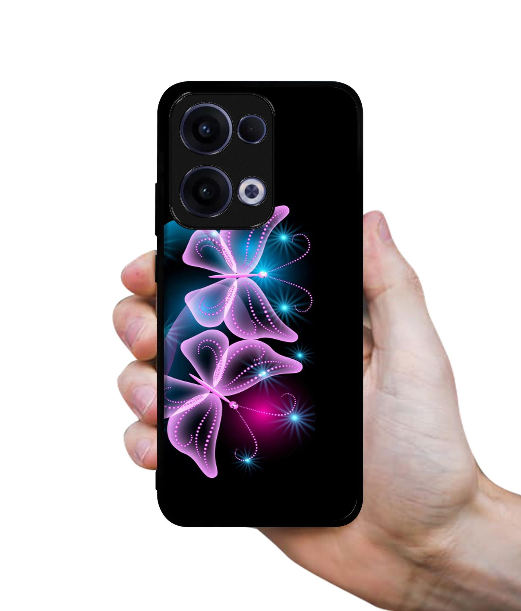 Butterflies Neon Light Designer 2D Printed Back Case Cover for Oppo Reno13 5G