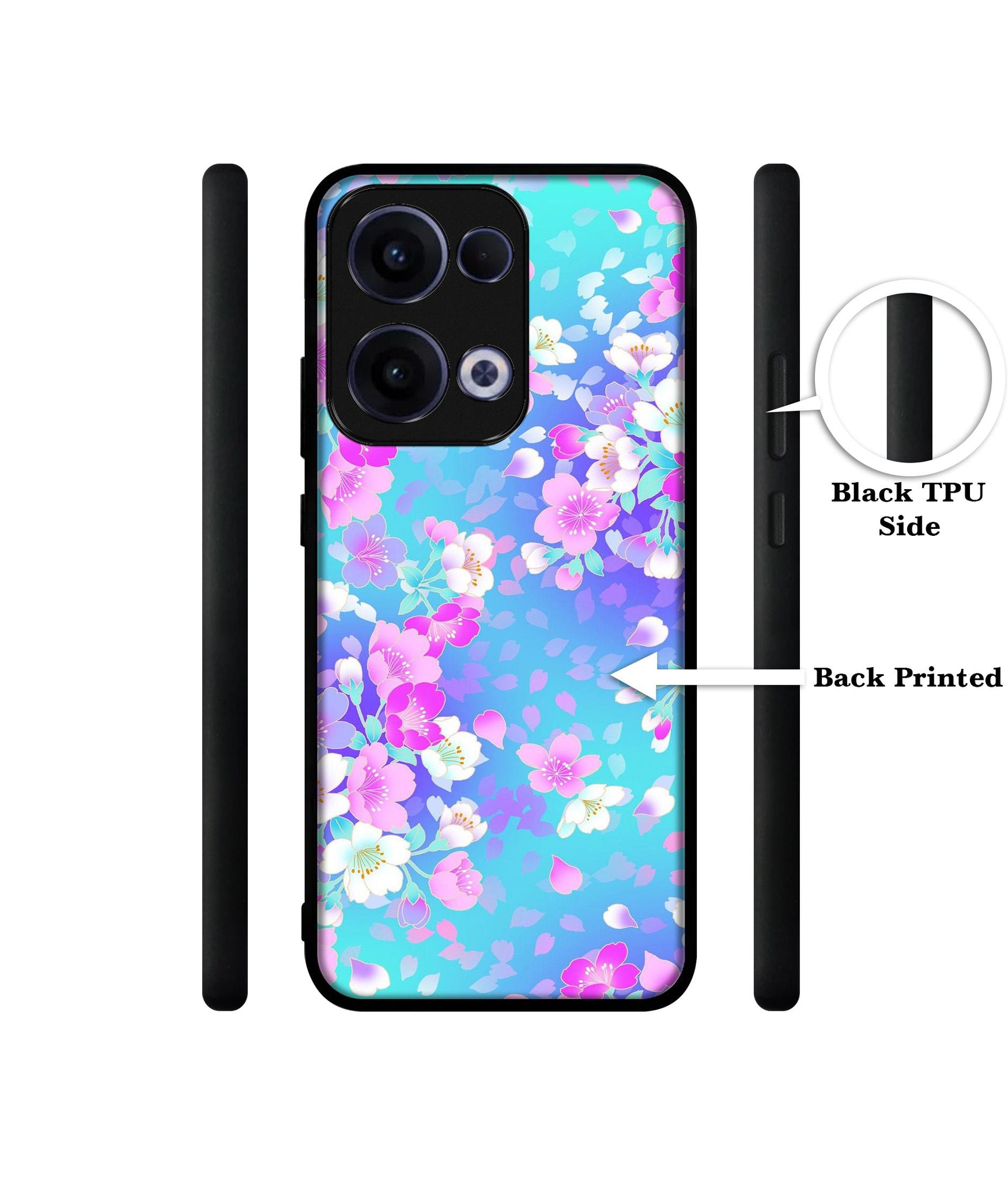 Floral Blue Pattern Designer 2D Printed Back Case Cover for Oppo Reno13 5G