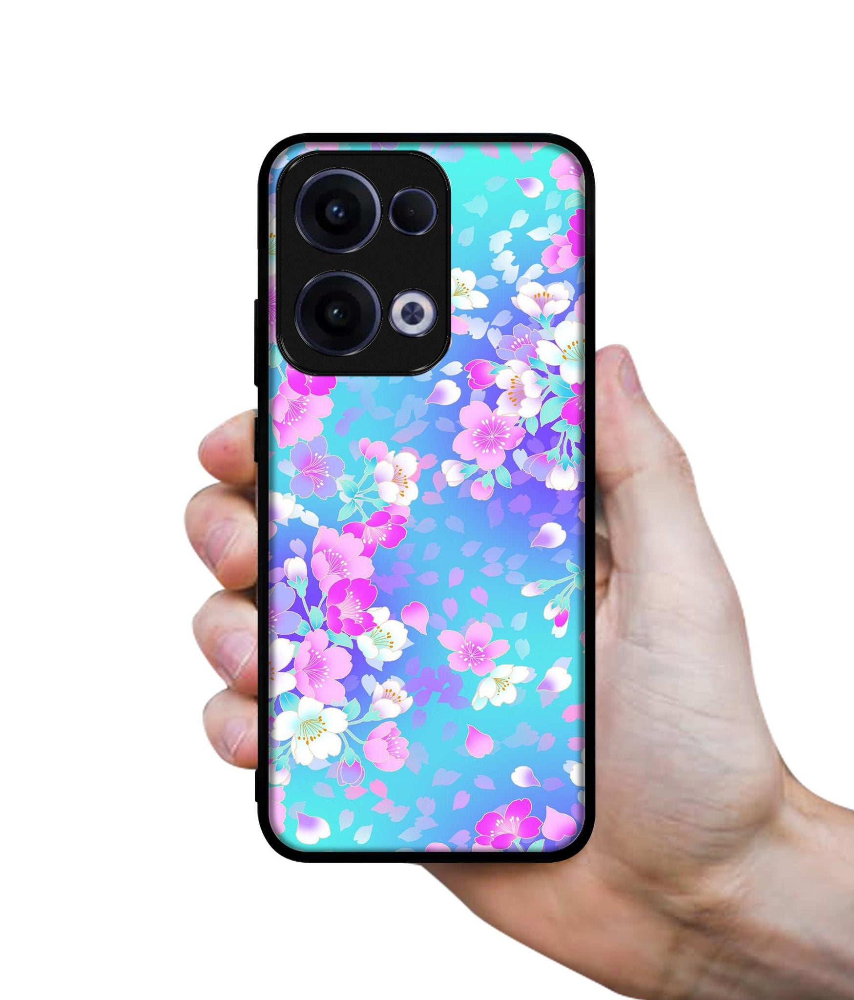 Floral Blue Pattern Designer 2D Printed Back Case Cover for Oppo Reno13 5G