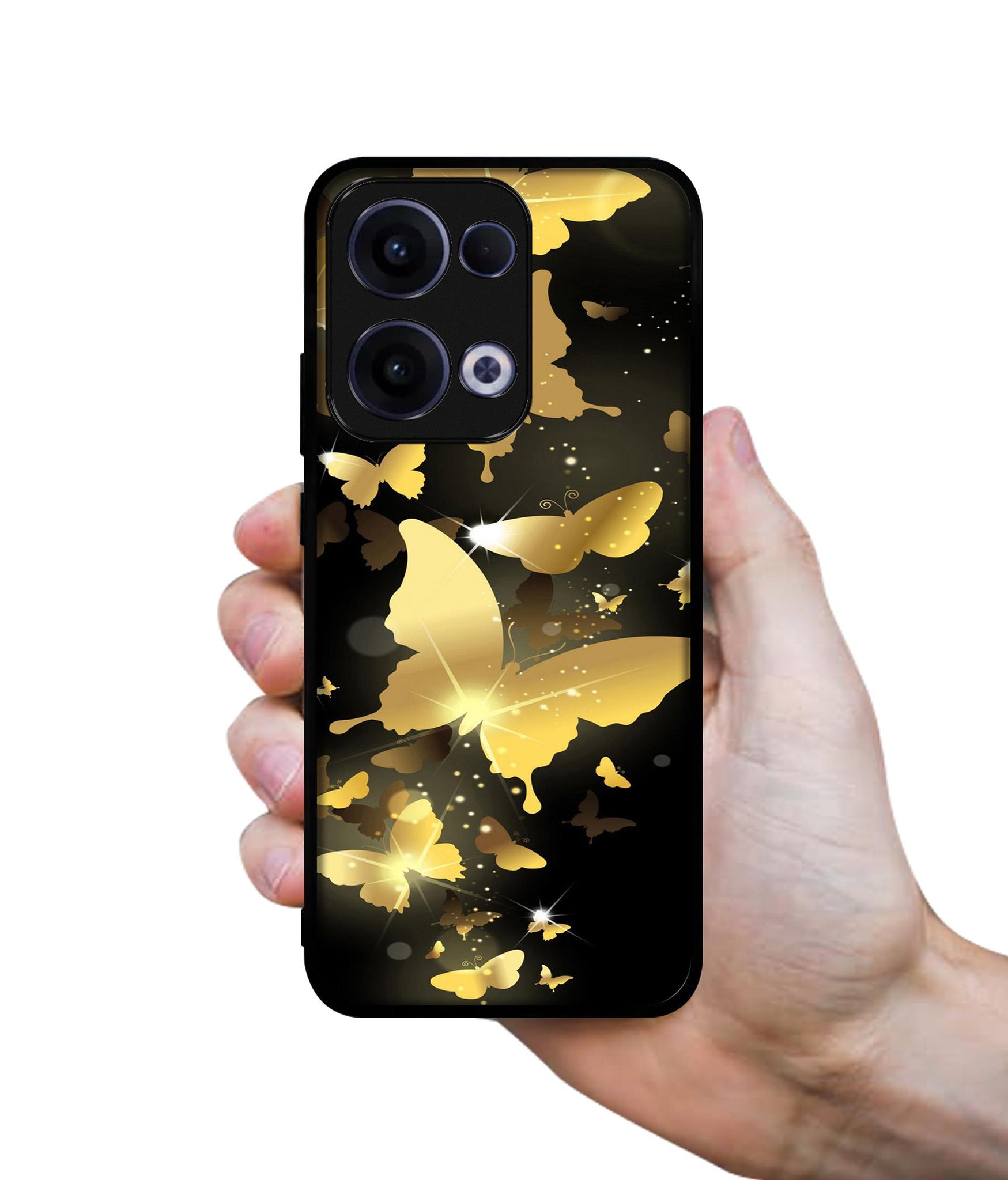 Golden Butterfly Pattern Designer 2D Printed Back Case Cover for Oppo Reno13 5G