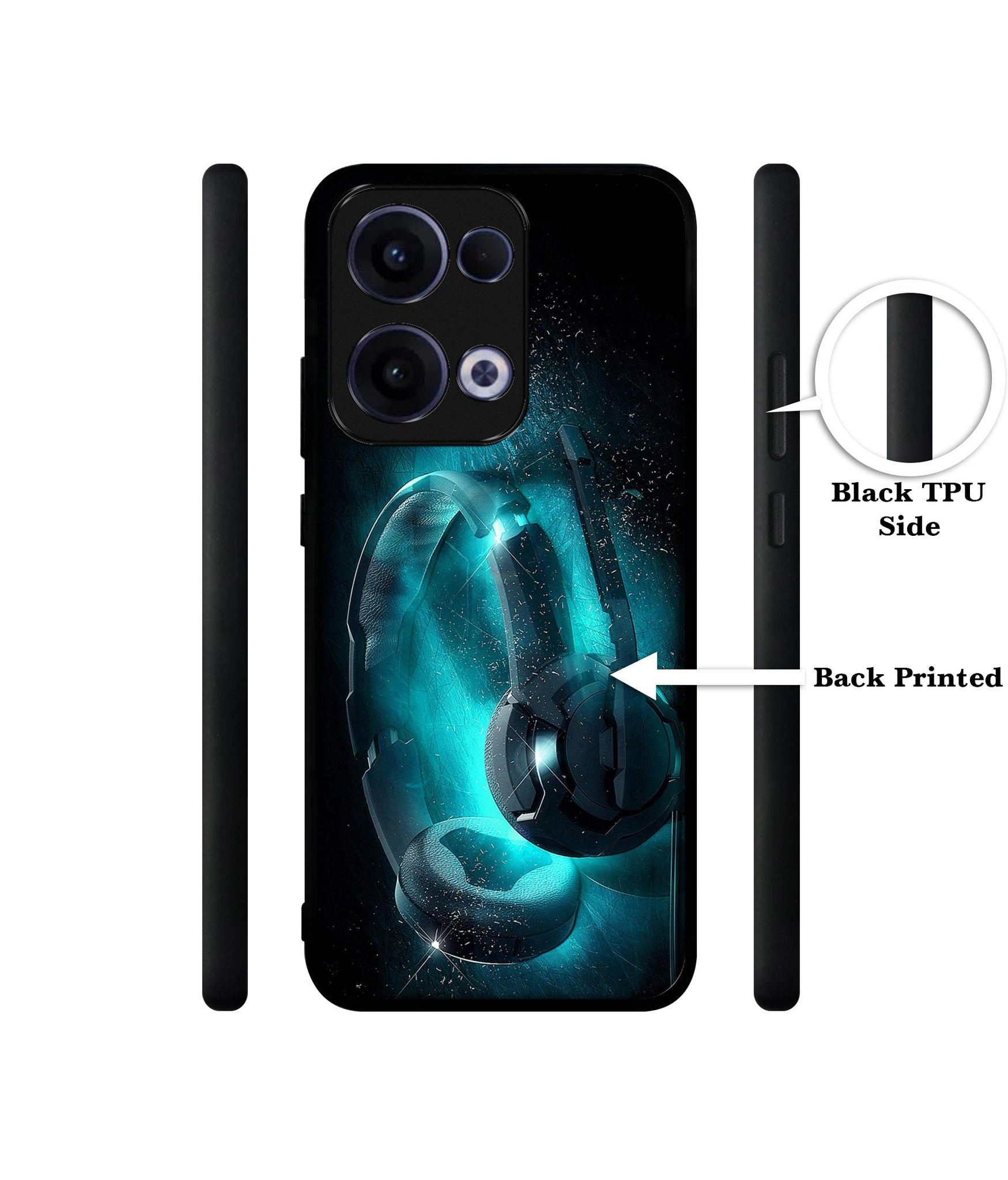 Cool Headphone Designer 2D Printed Back Case Cover for Oppo Reno13 5G