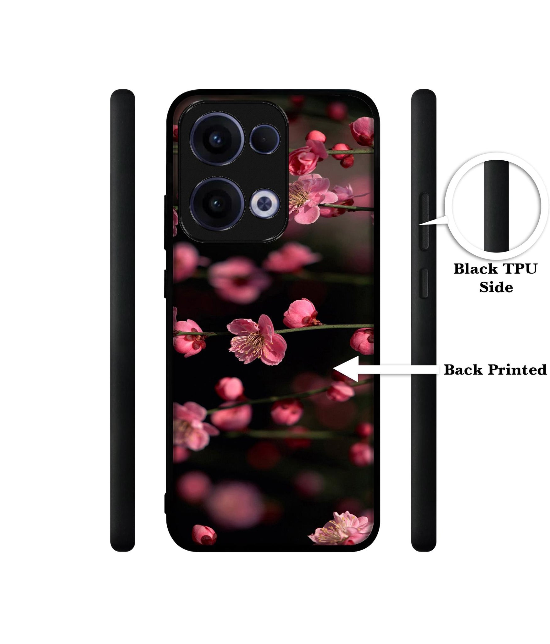 Pink Flowers Designer 2D Printed Back Case Cover for Oppo Reno13 5G
