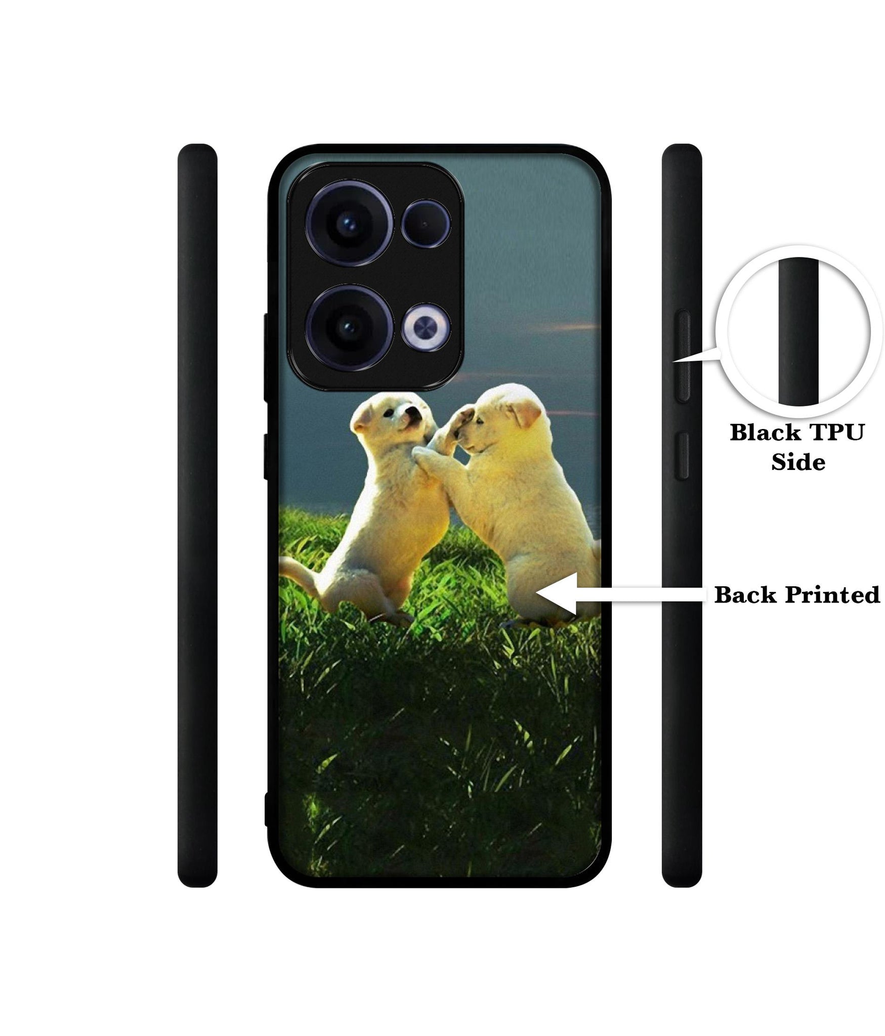 Puppy Couple Sunset Designer 2D Printed Back Case Cover for Oppo Reno13 5G