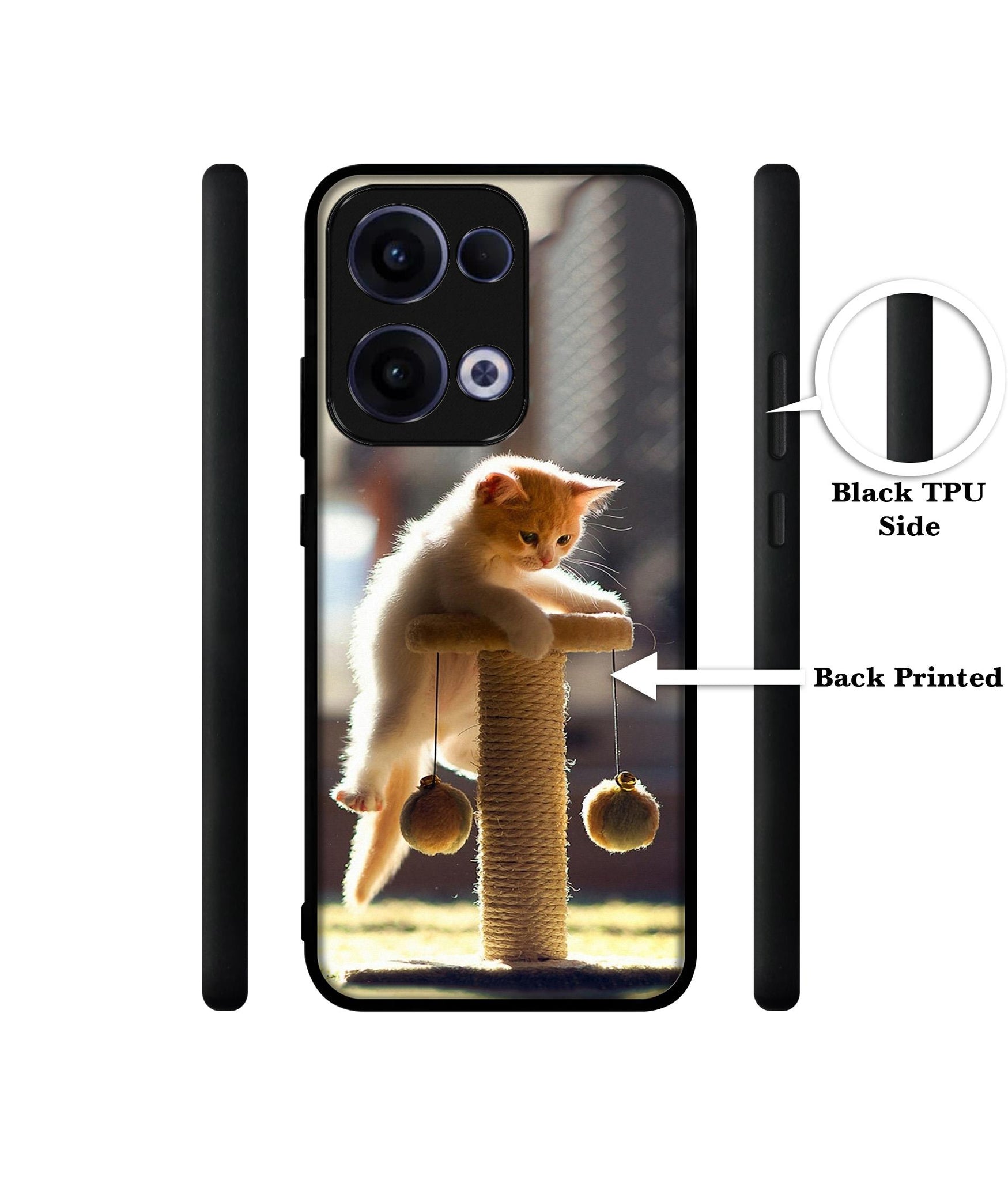 Cat Climbing Designer 2D Printed Back Case Cover for Oppo Reno13 5G