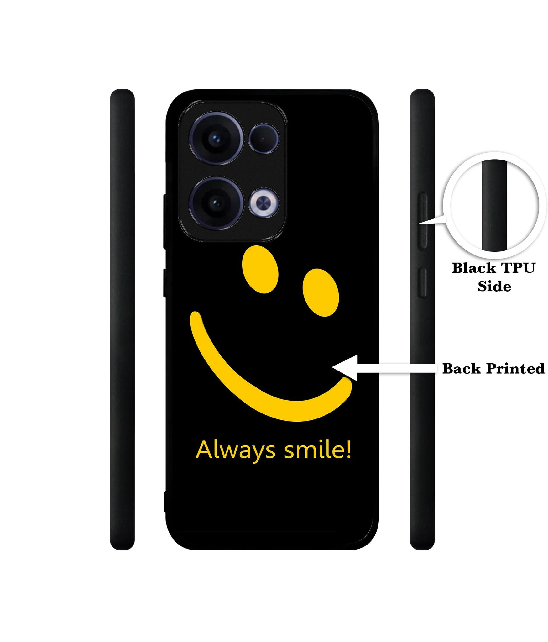 Always Smile Quote Designer 2D Printed Back Case Cover for Oppo Reno13 5G