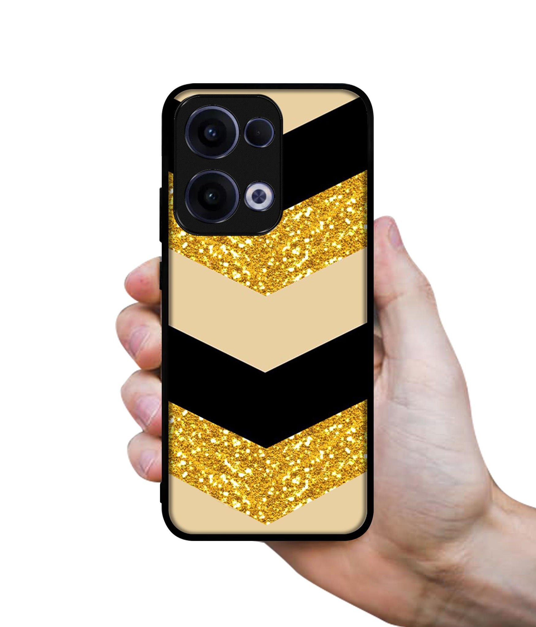 Black & Gold Designer 2D Printed Back Case Cover for Oppo Reno13 5G