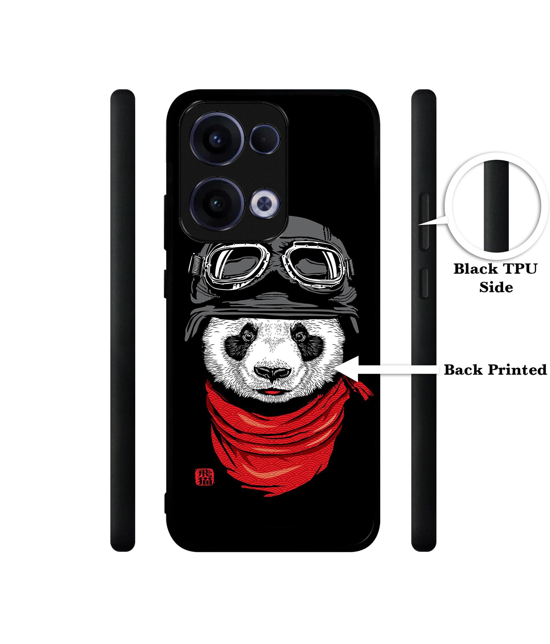 Biker Panda Designer 2D Printed Back Case Cover for Oppo Reno13 5G