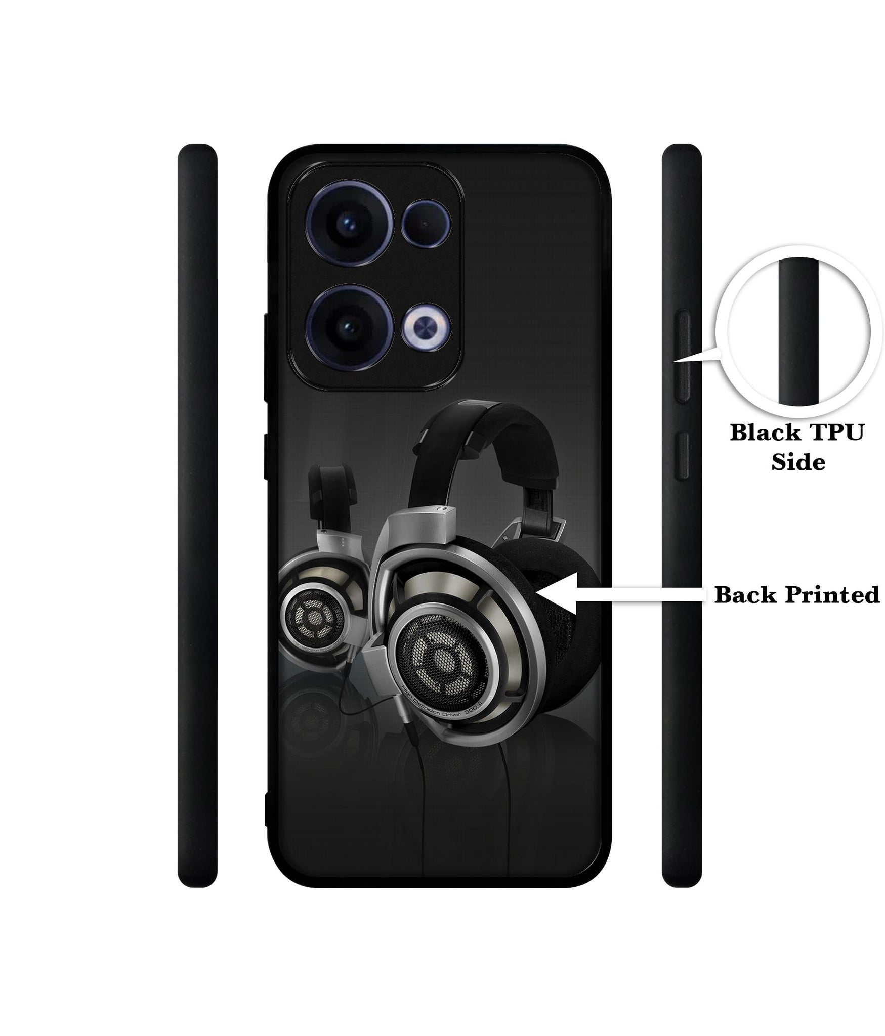 Head Phone Designer 2D Printed Back Case Cover for Oppo Reno13 5G
