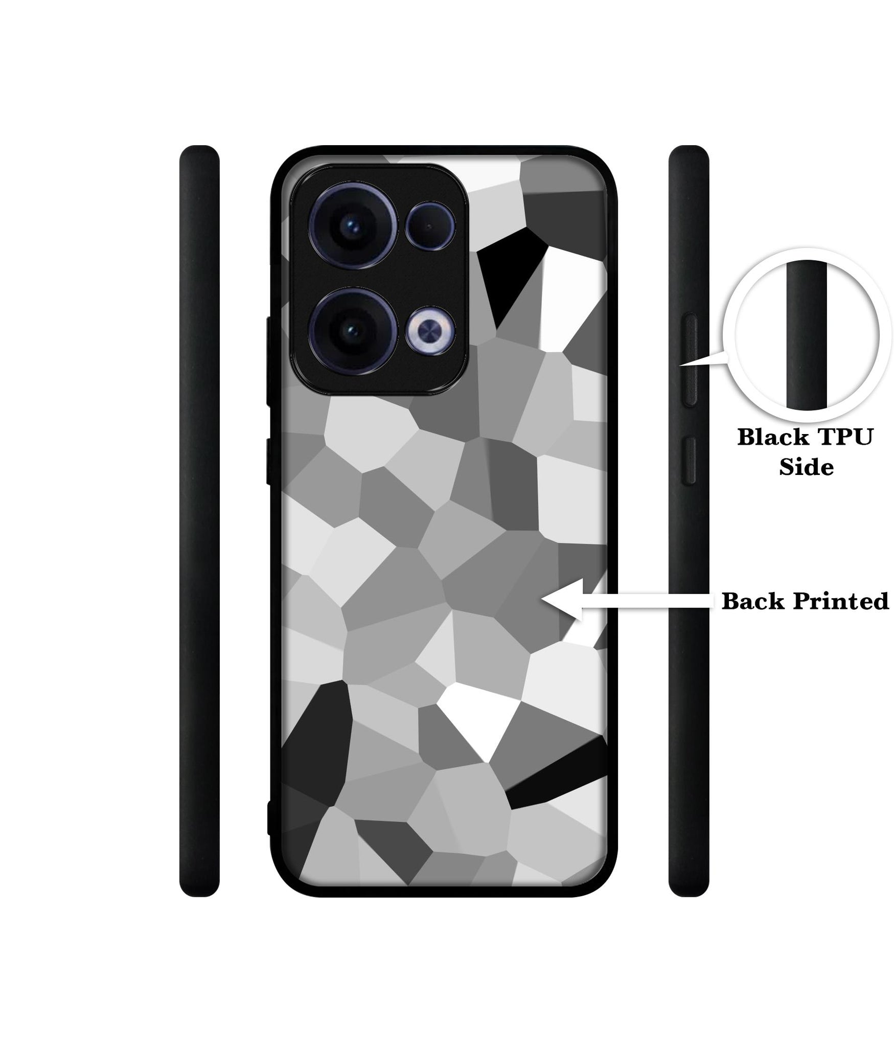 Black & White Mathematical Shape Designer 2D Printed Back Case Cover for Oppo Reno13 5G