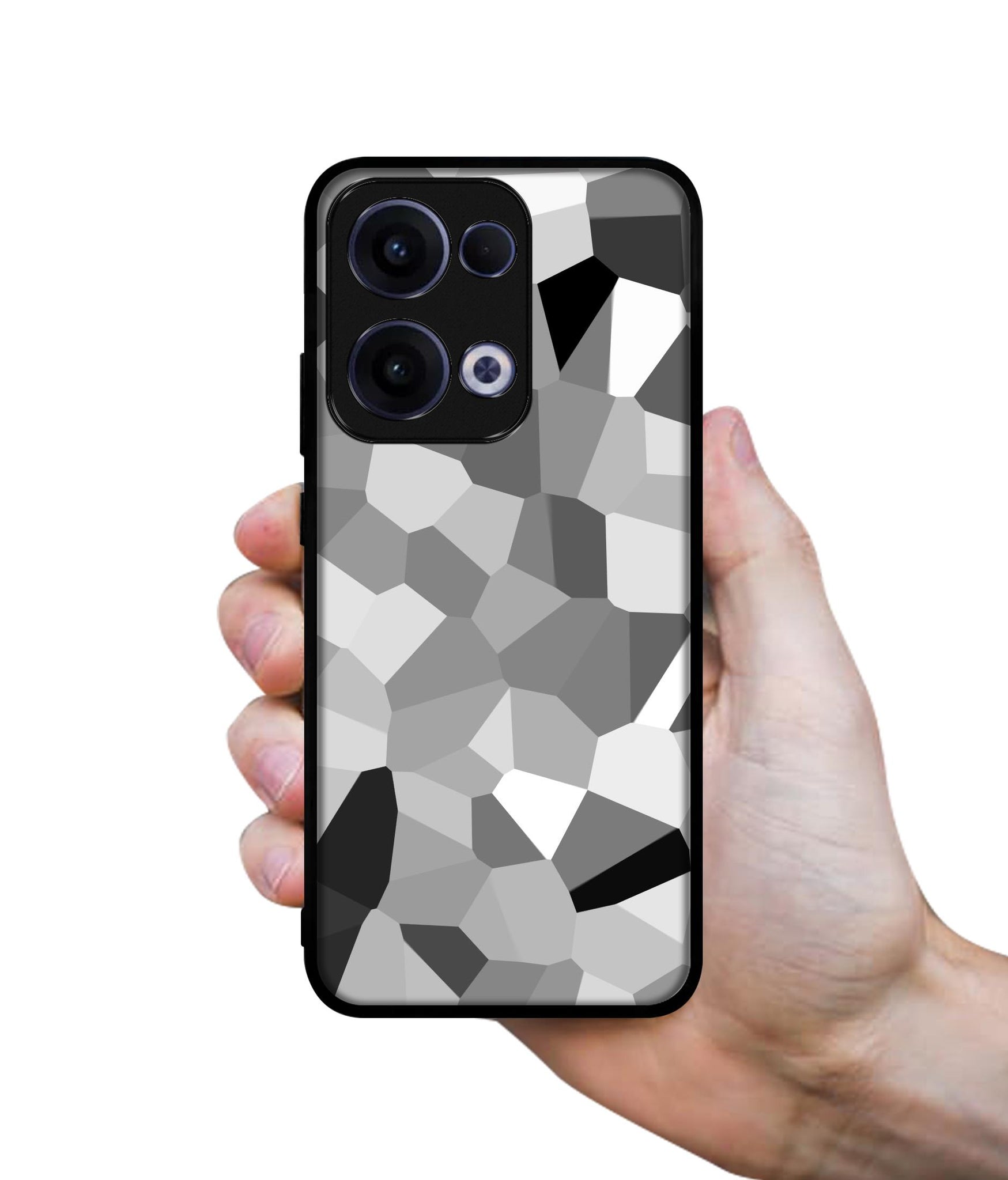 Black & White Mathematical Shape Designer 2D Printed Back Case Cover for Oppo Reno13 5G