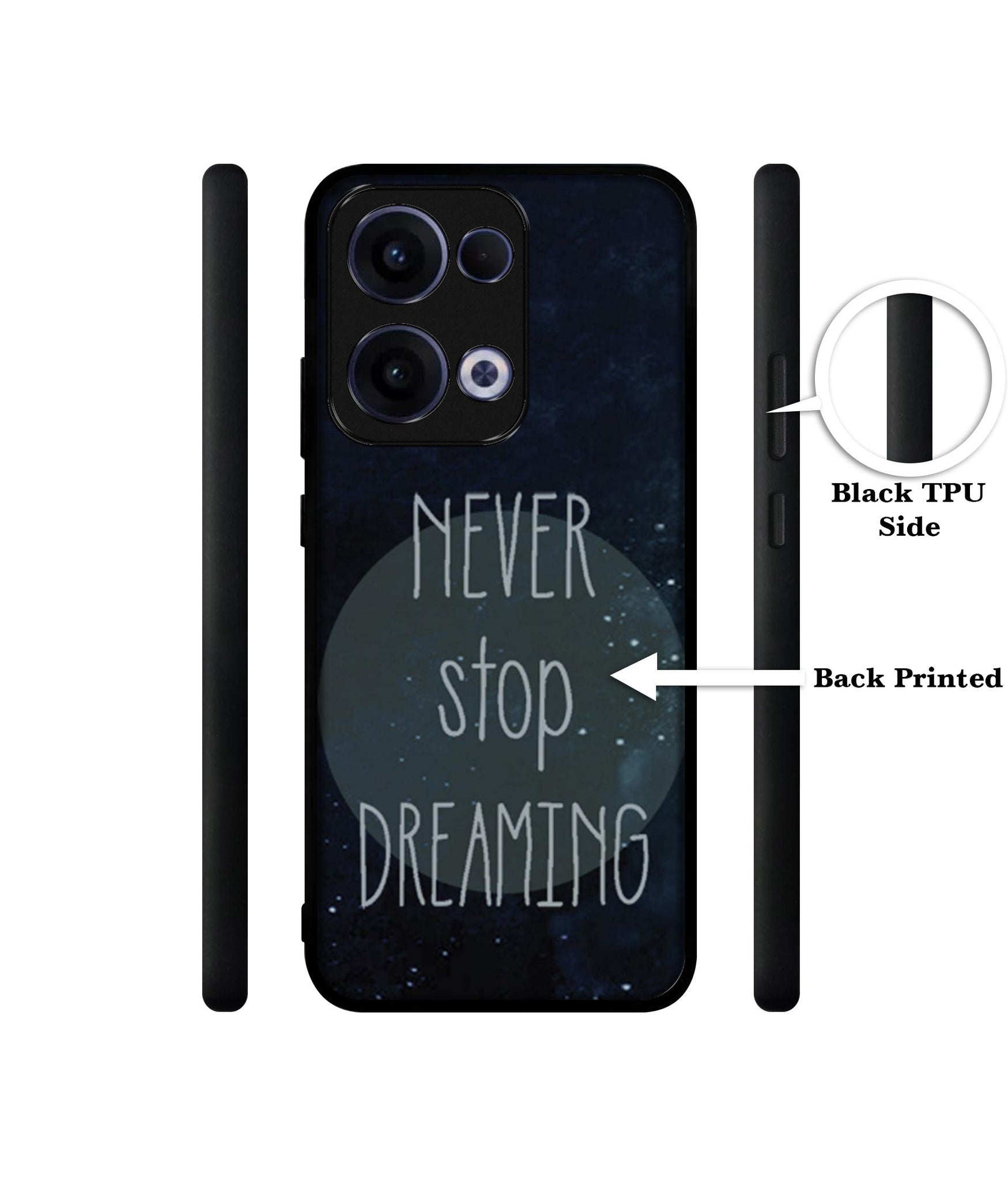 Never Stop Dreaming Designer 2D Printed Back Case Cover for Oppo Reno13 5G