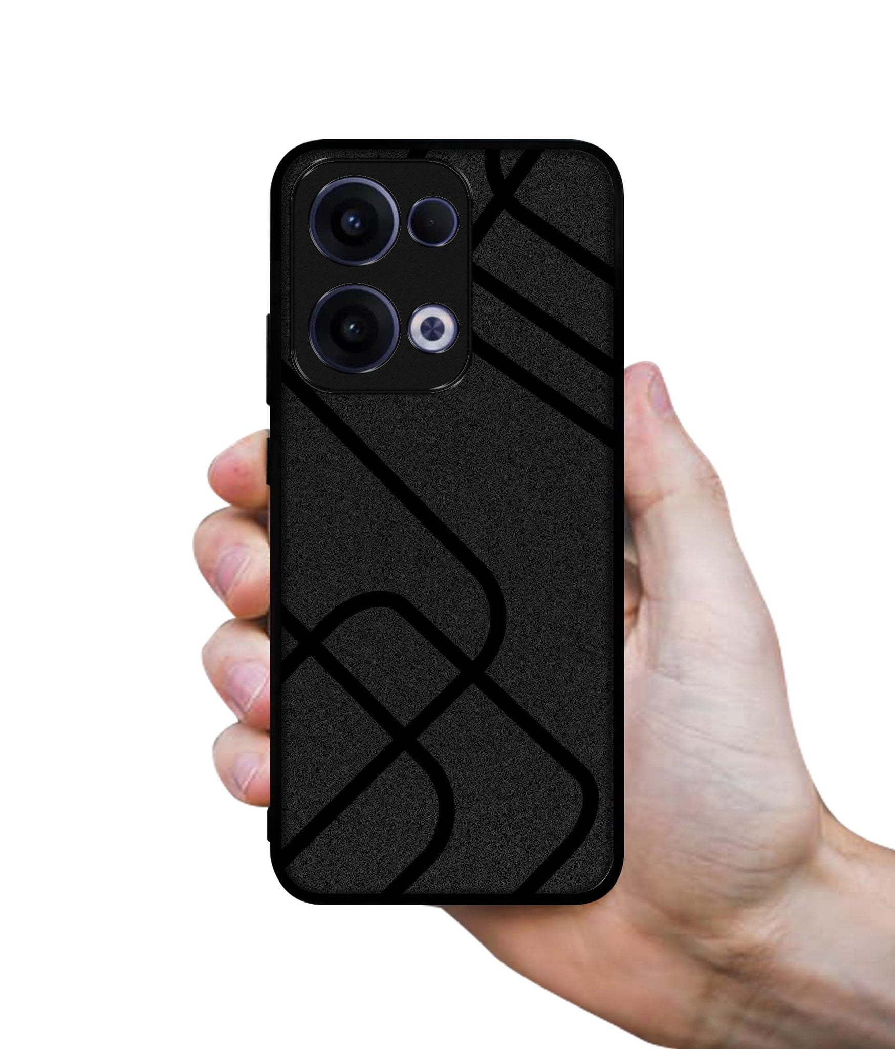 Zig-Zag Black Line Designer 2D Printed Back Case Cover for Oppo Reno13 5G
