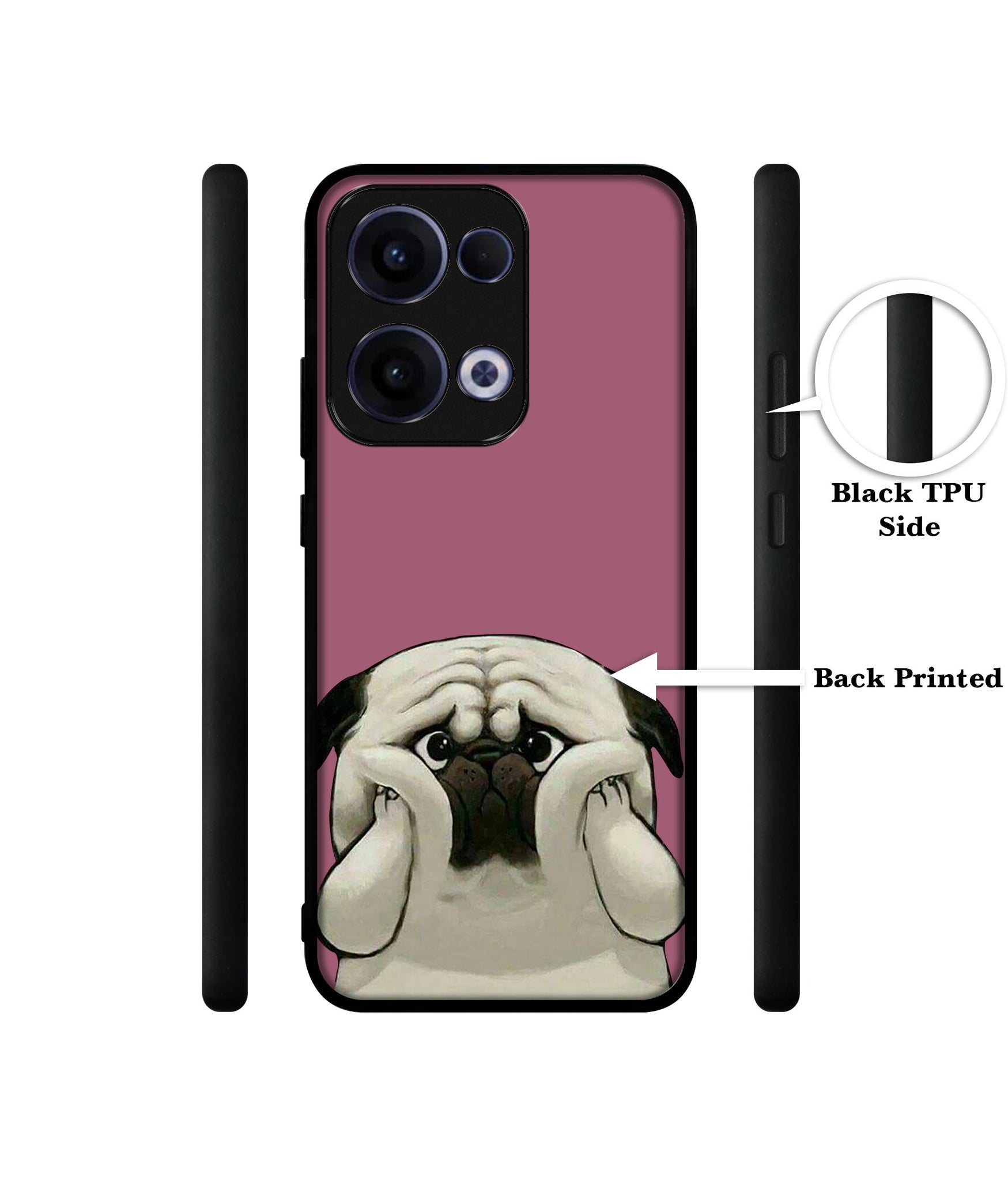 Cute Pug Holding Big Cheeks Designer 2D Printed Back Case Cover for Oppo Reno13 5G