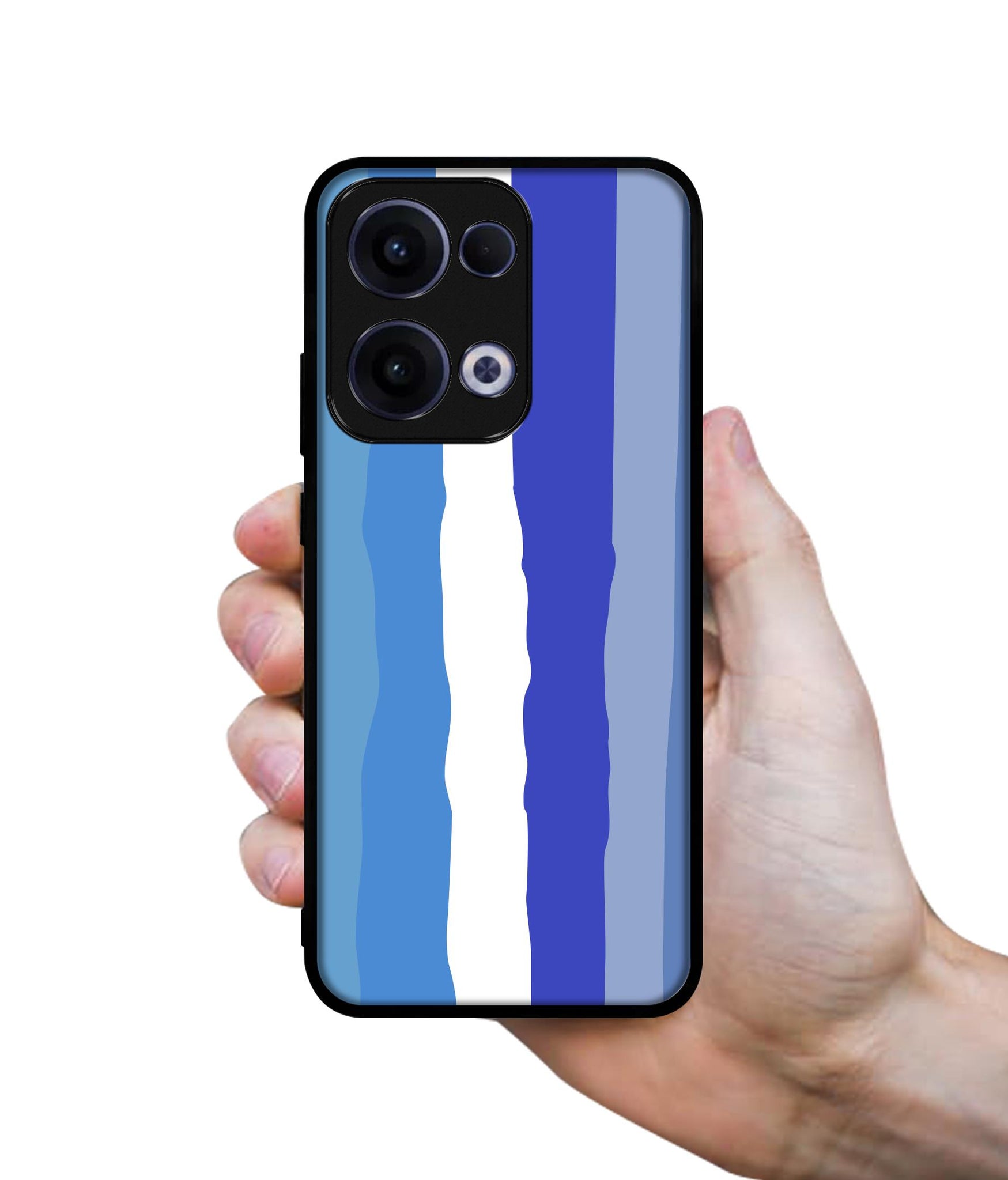 Blue Stripes Rainbow Designer 2D Printed Back Case Cover for Oppo Reno13 5G