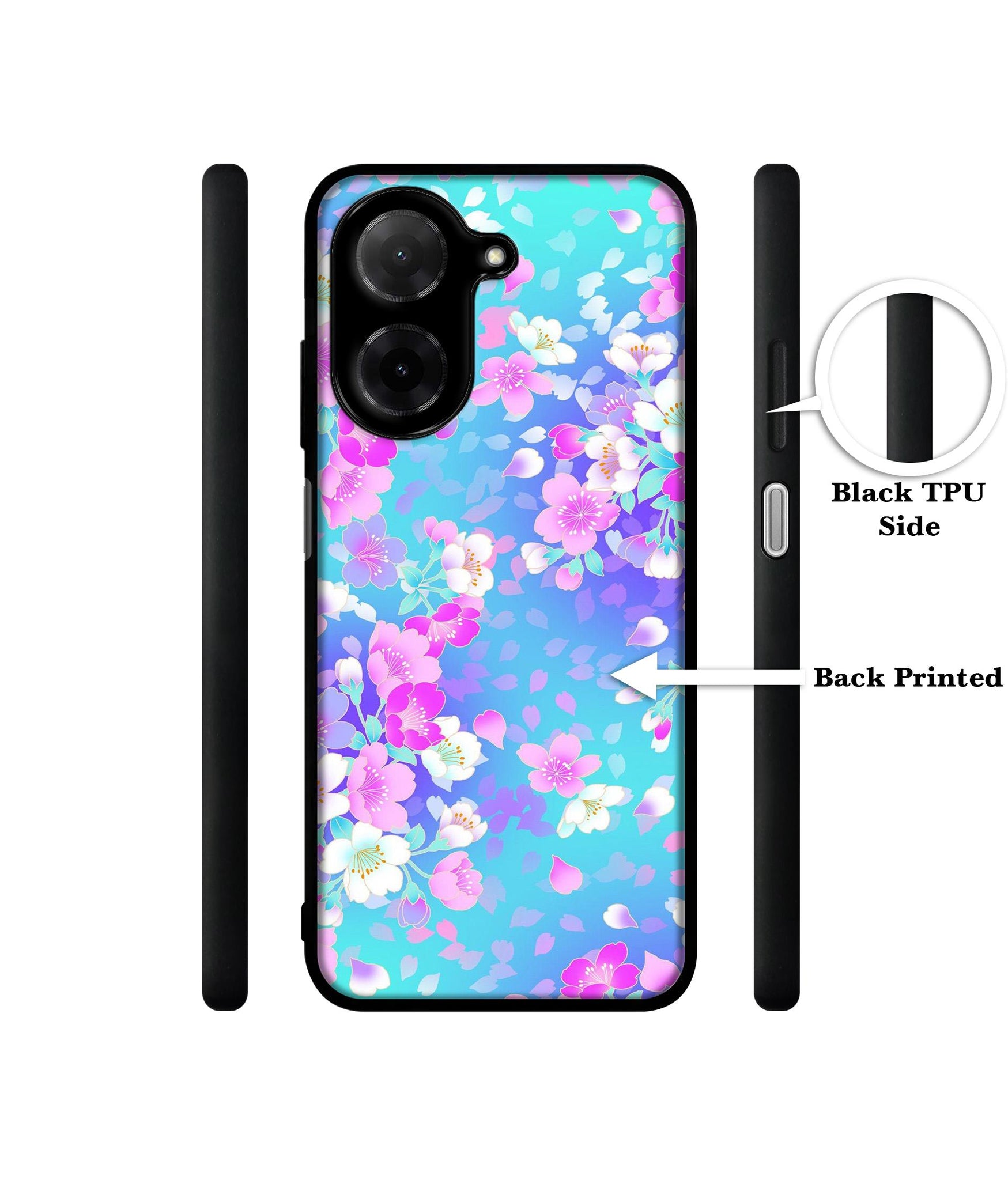 Floral Blue Pattern Designer 2D Printed Back Case Cover for Poco C71 4G / Mi Redmi A5 4G