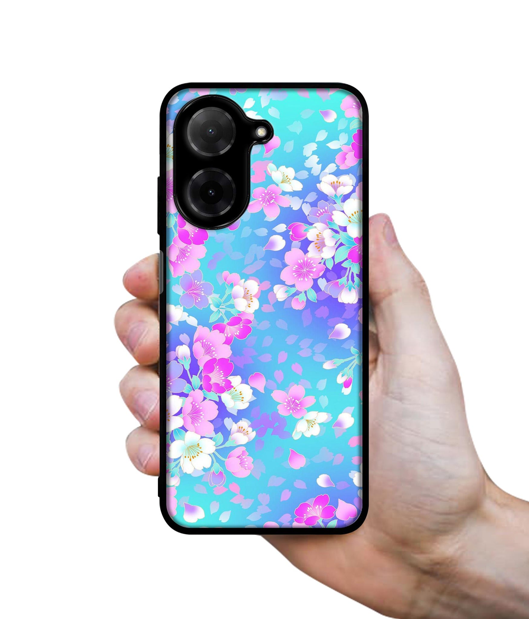 Floral Blue Pattern Designer 2D Printed Back Case Cover for Poco C71 4G / Mi Redmi A5 4G