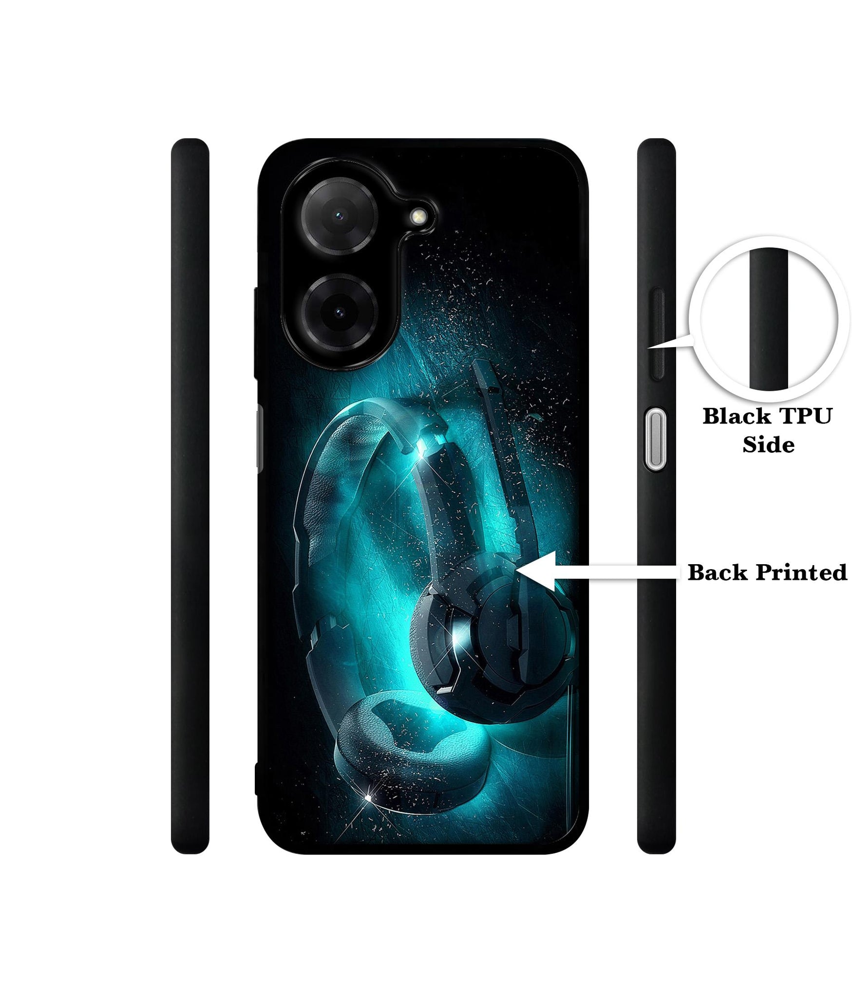 Cool Headphone Designer 2D Printed Back Case Cover for Poco C71 4G / Mi Redmi A5 4G