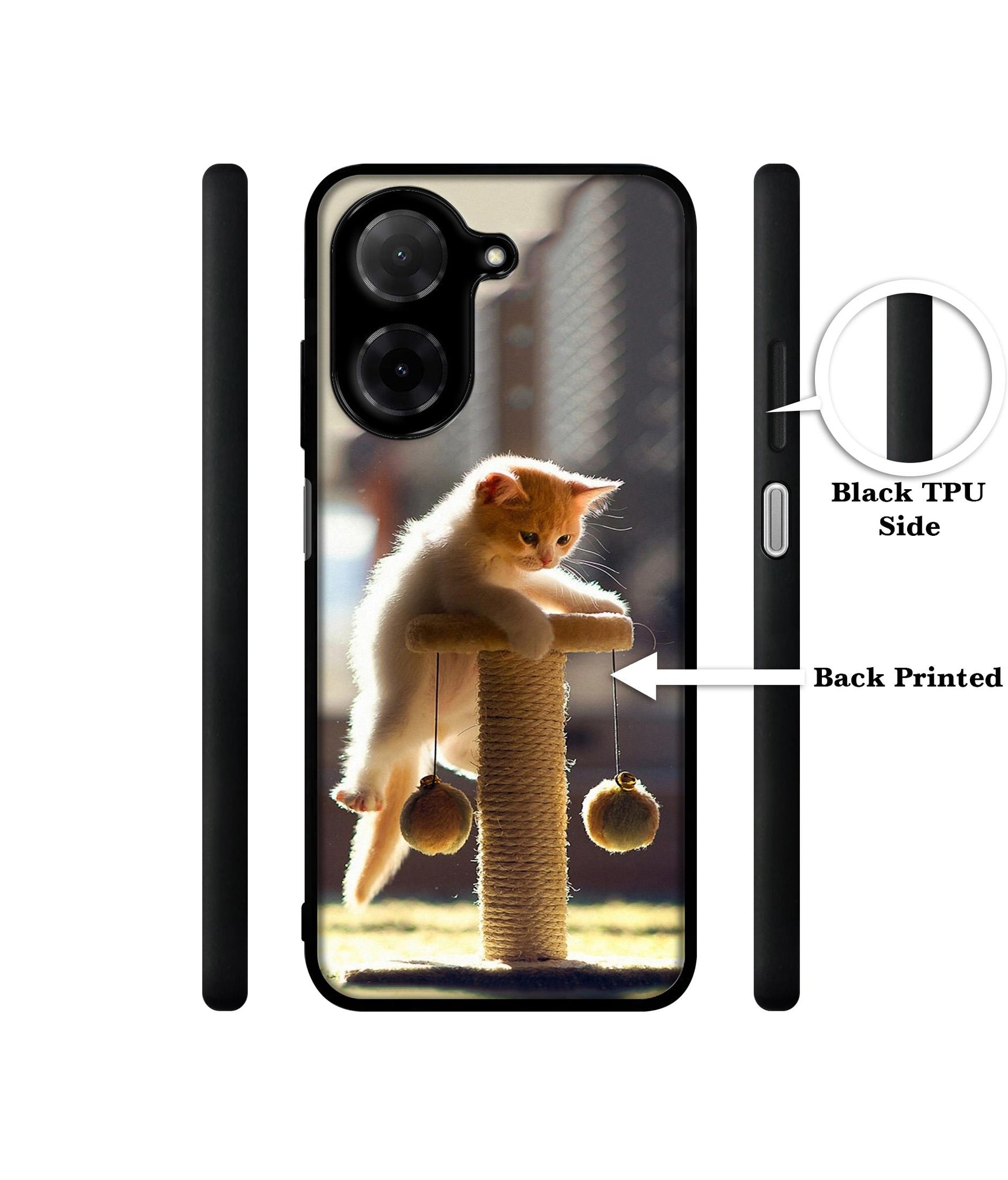 Cat Climbing Designer 2D Printed Back Case Cover for Poco C71 4G / Mi Redmi A5 4G