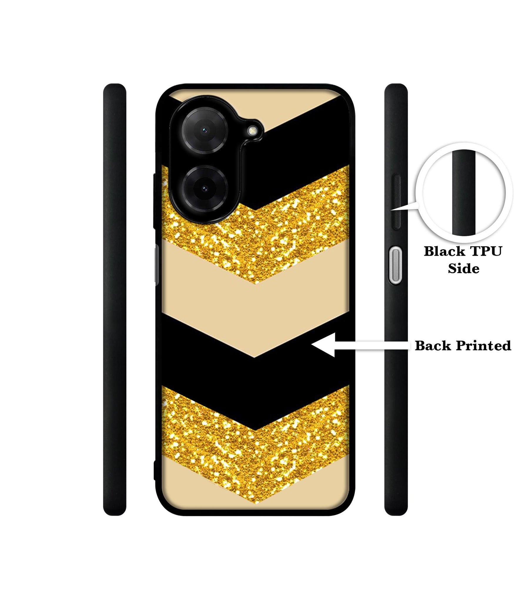 Black & Gold Designer 2D Printed Back Case Cover for Poco C71 4G / Mi Redmi A5 4G