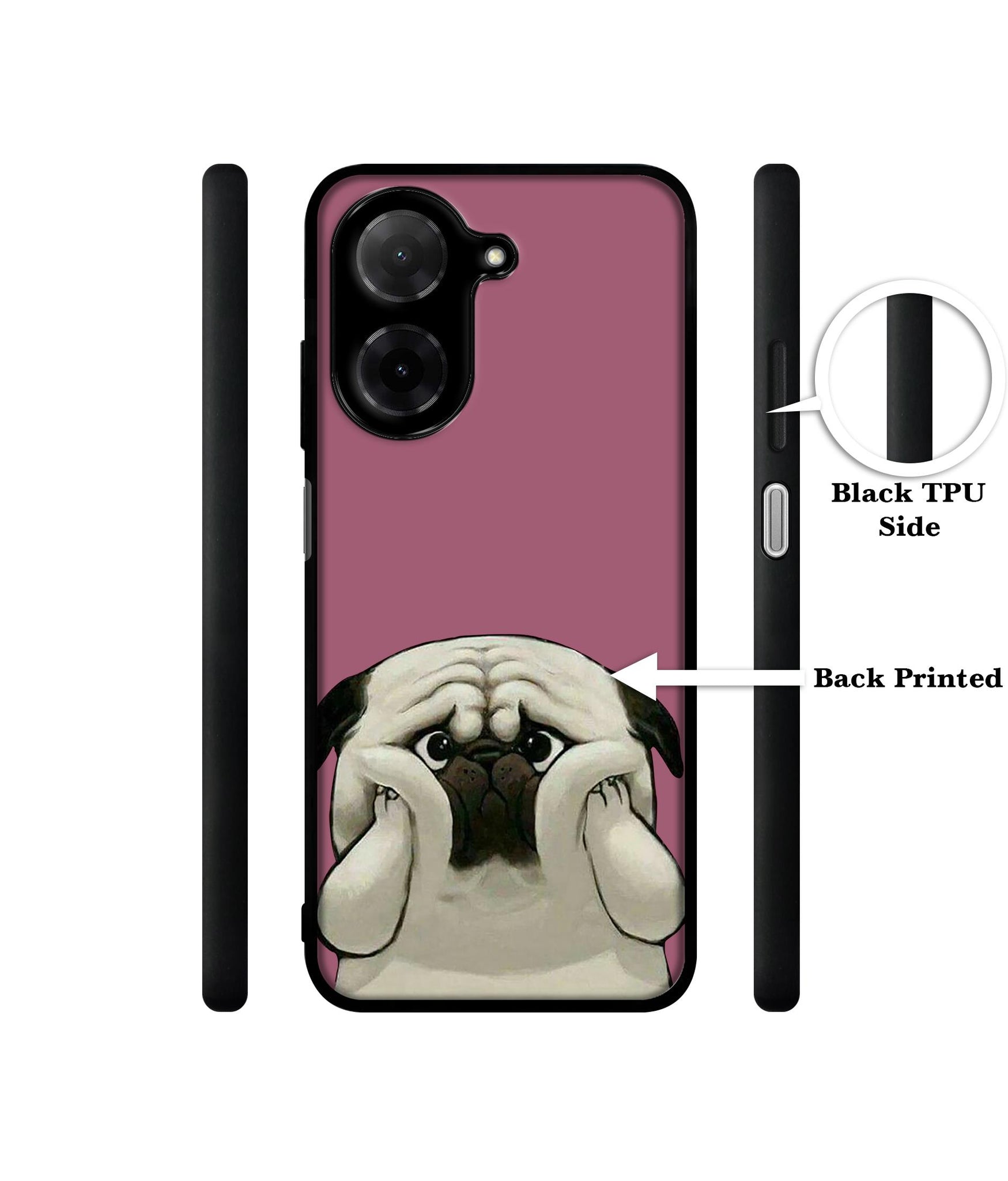 Cute Pug Holding Big Cheeks Designer 2D Printed Back Case Cover for Poco C71 4G / Mi Redmi A5 4G