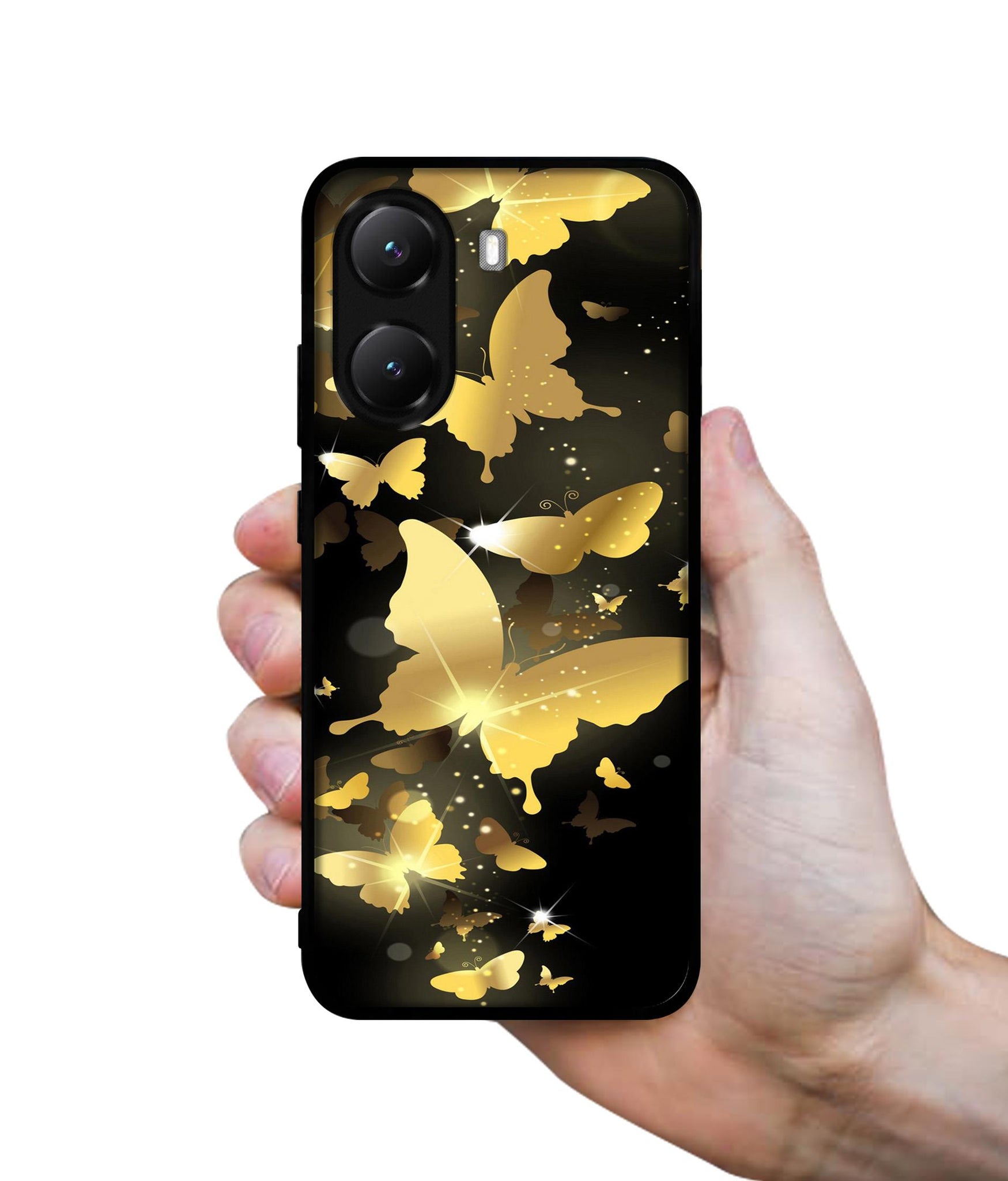 Golden Butterfly Pattern Designer 2D Printed Back Case Cover for Poco X7 Pro 5G