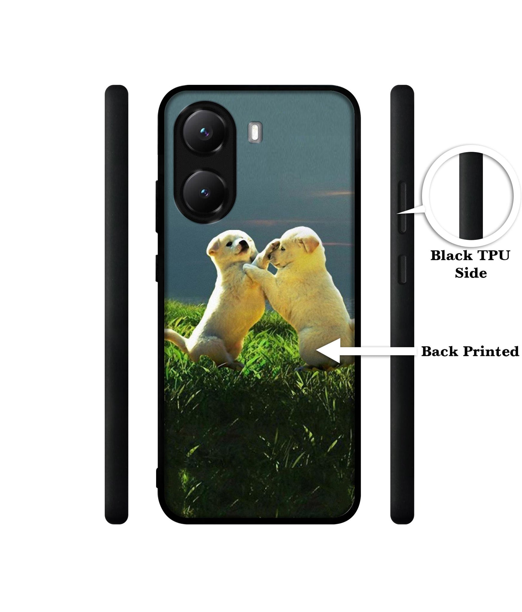 Puppy Couple Sunset Designer 2D Printed Back Case Cover for Poco X7 Pro 5G