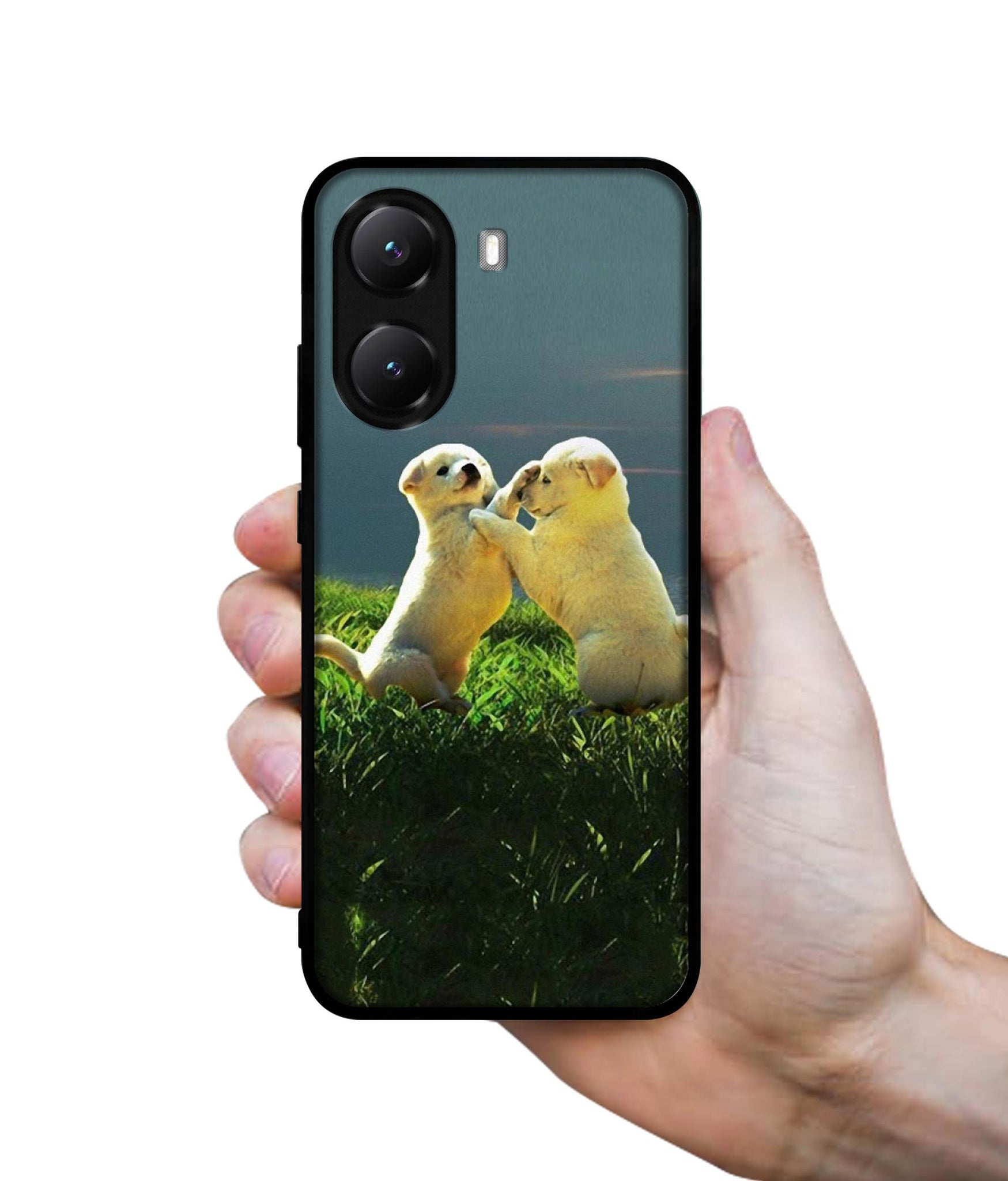 Puppy Couple Sunset Designer 2D Printed Back Case Cover for Poco X7 Pro 5G