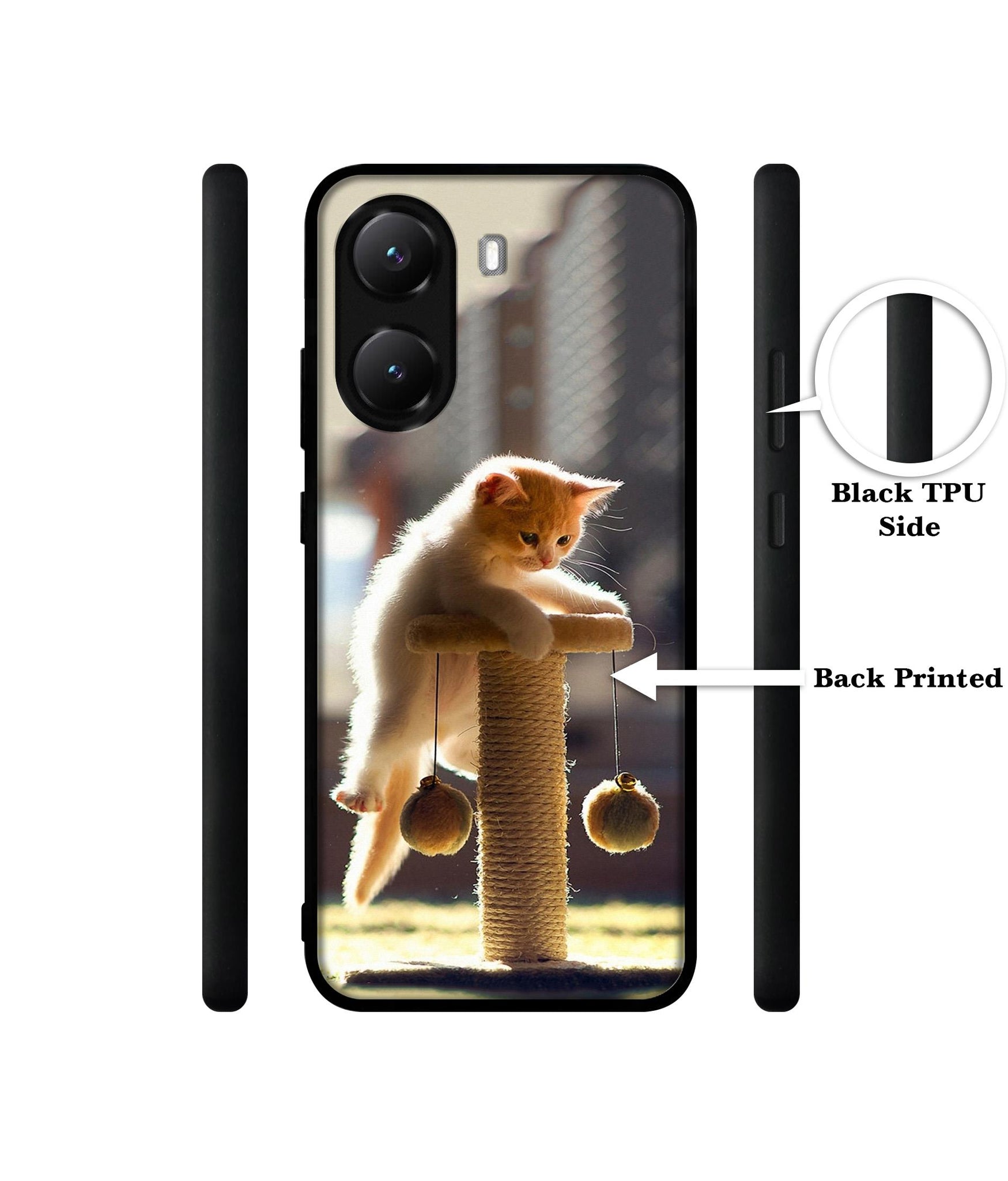 Cat Climbing Designer 2D Printed Back Case Cover for Poco X7 Pro 5G