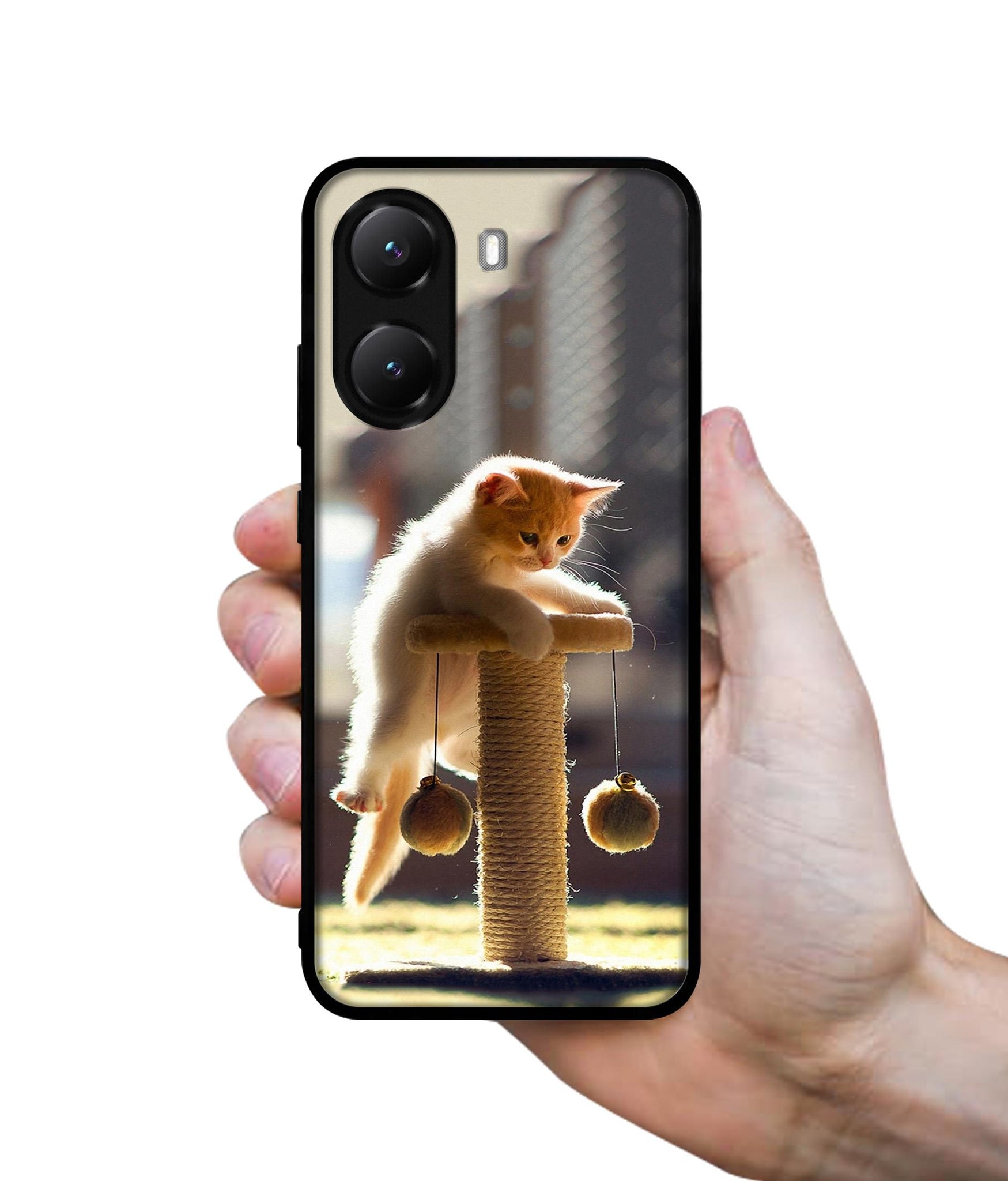Cat Climbing Designer 2D Printed Back Case Cover for Poco X7 Pro 5G