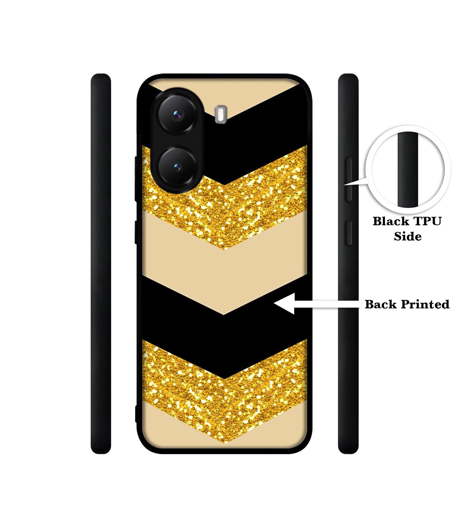 Black & Gold Designer 2D Printed Back Case Cover for Poco X7 Pro 5G