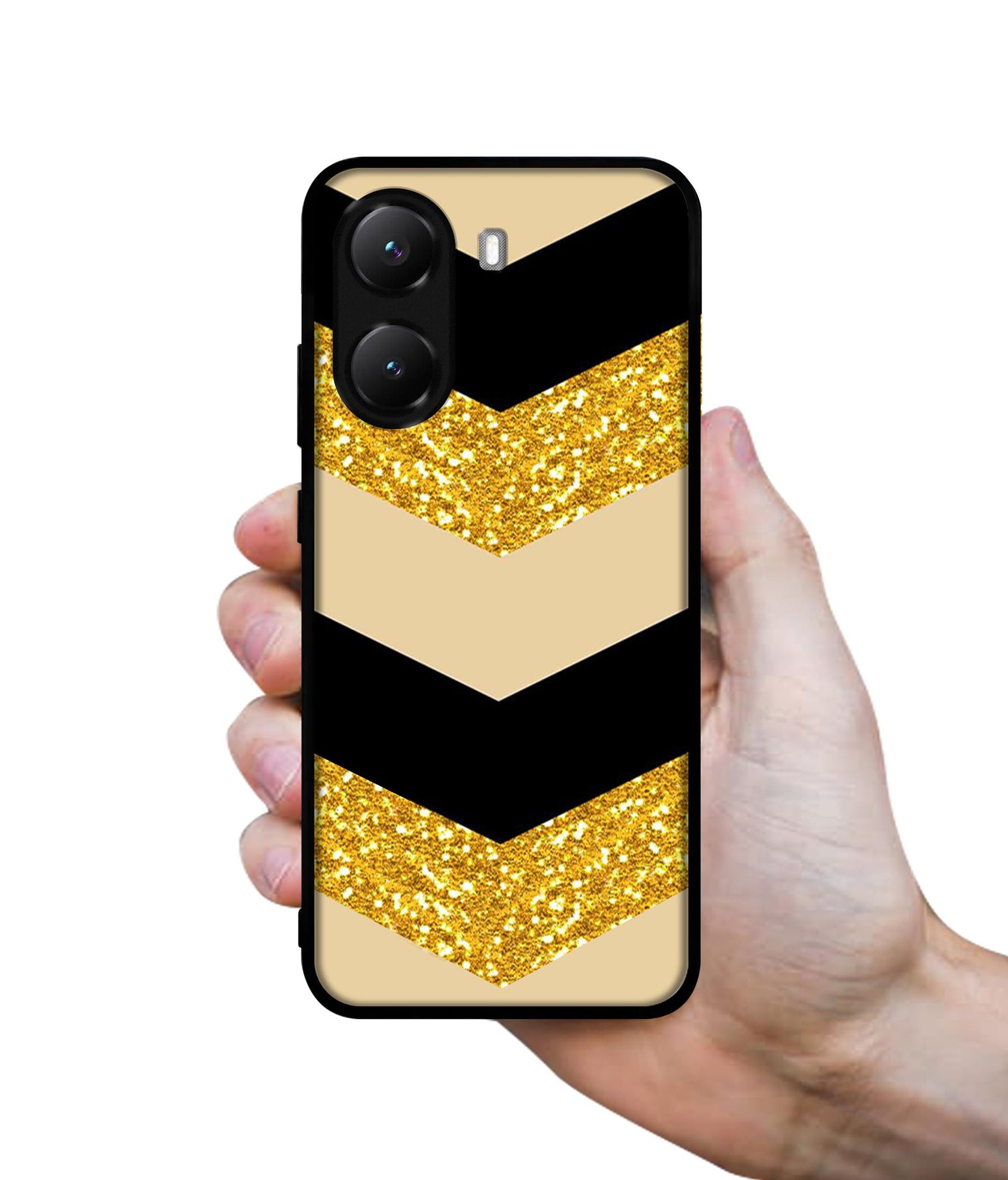 Black & Gold Designer 2D Printed Back Case Cover for Poco X7 Pro 5G