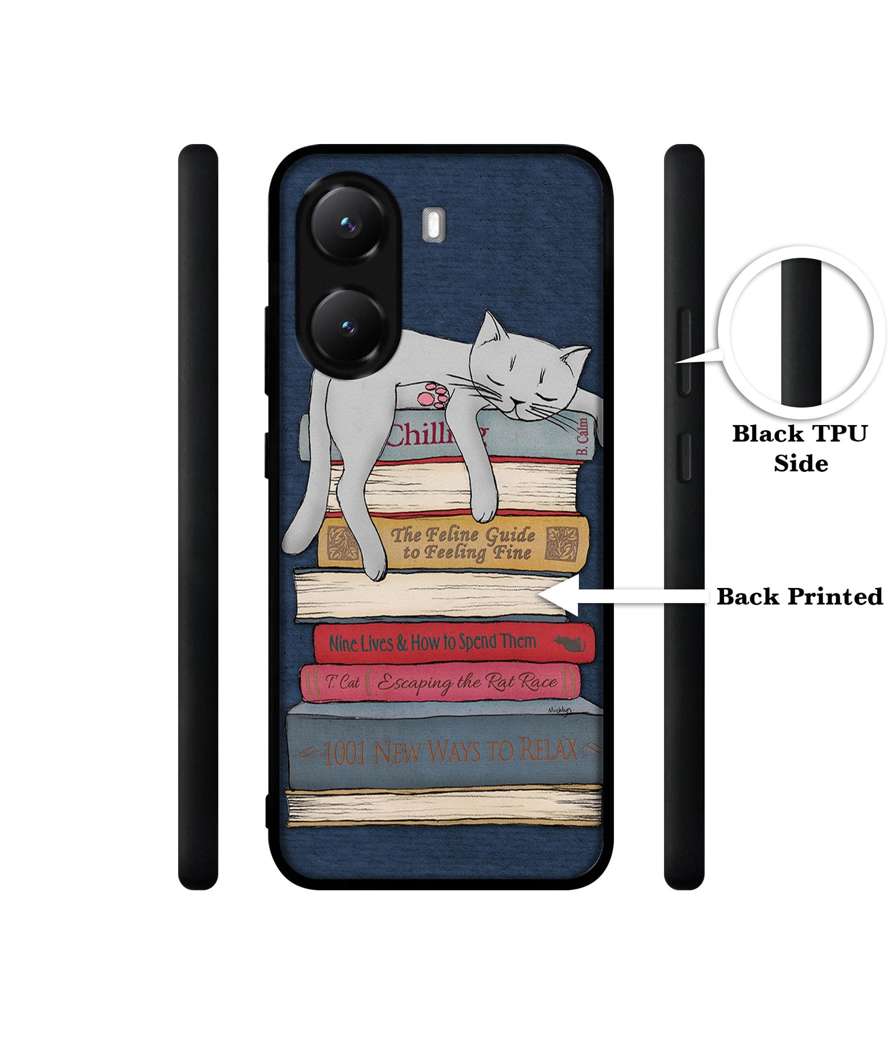Cat Sleeping On The Books Designer 2D Printed Back Case Cover for Poco X7 Pro 5G